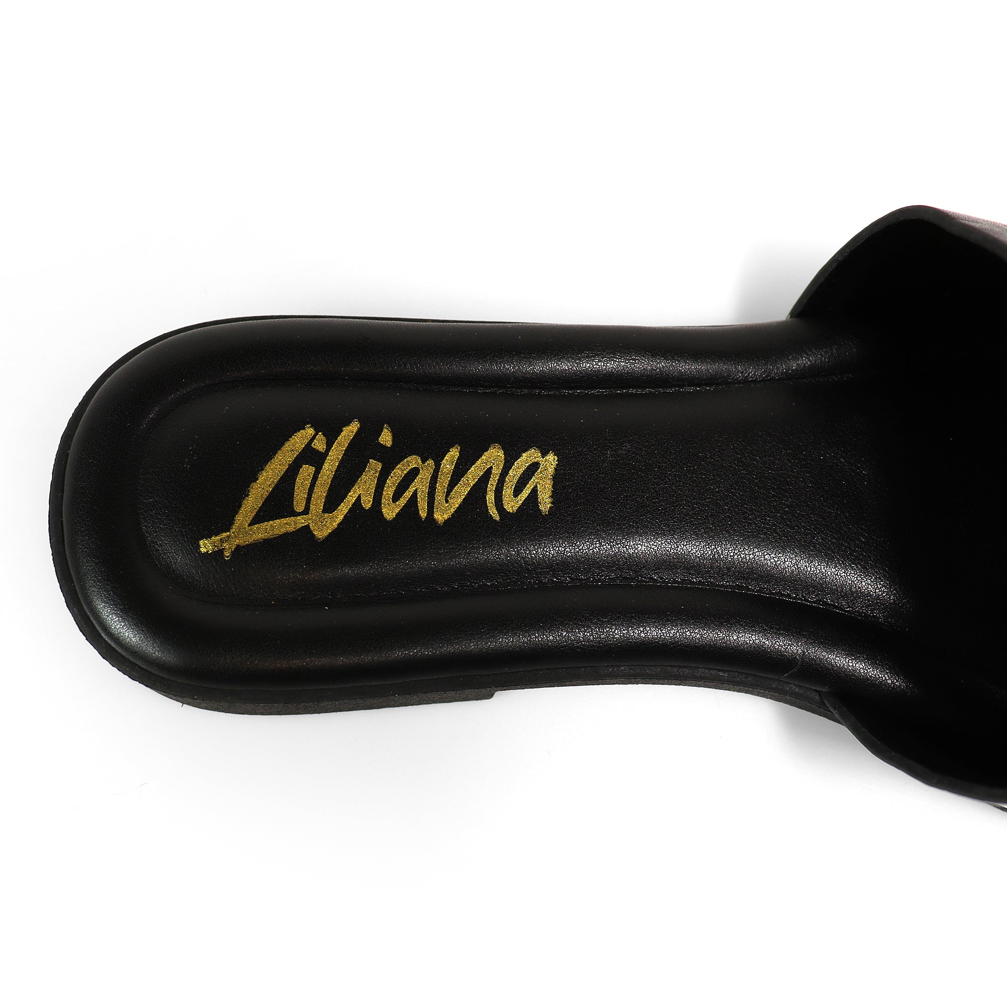 HAILIE-3 OPEN TOE LION PENDANT FLAT SLIDE SANDAL BLACK