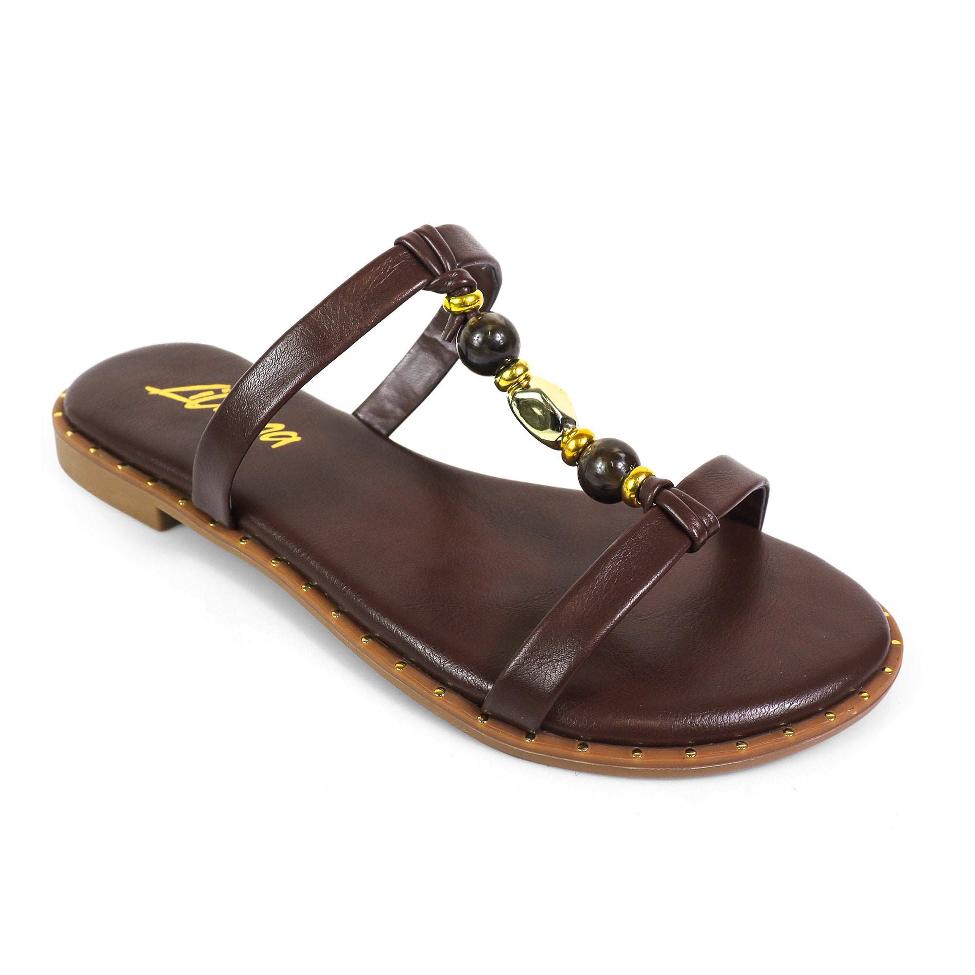 HARRODS-1 STONE COMFORT SLIDE CHOCOLATE