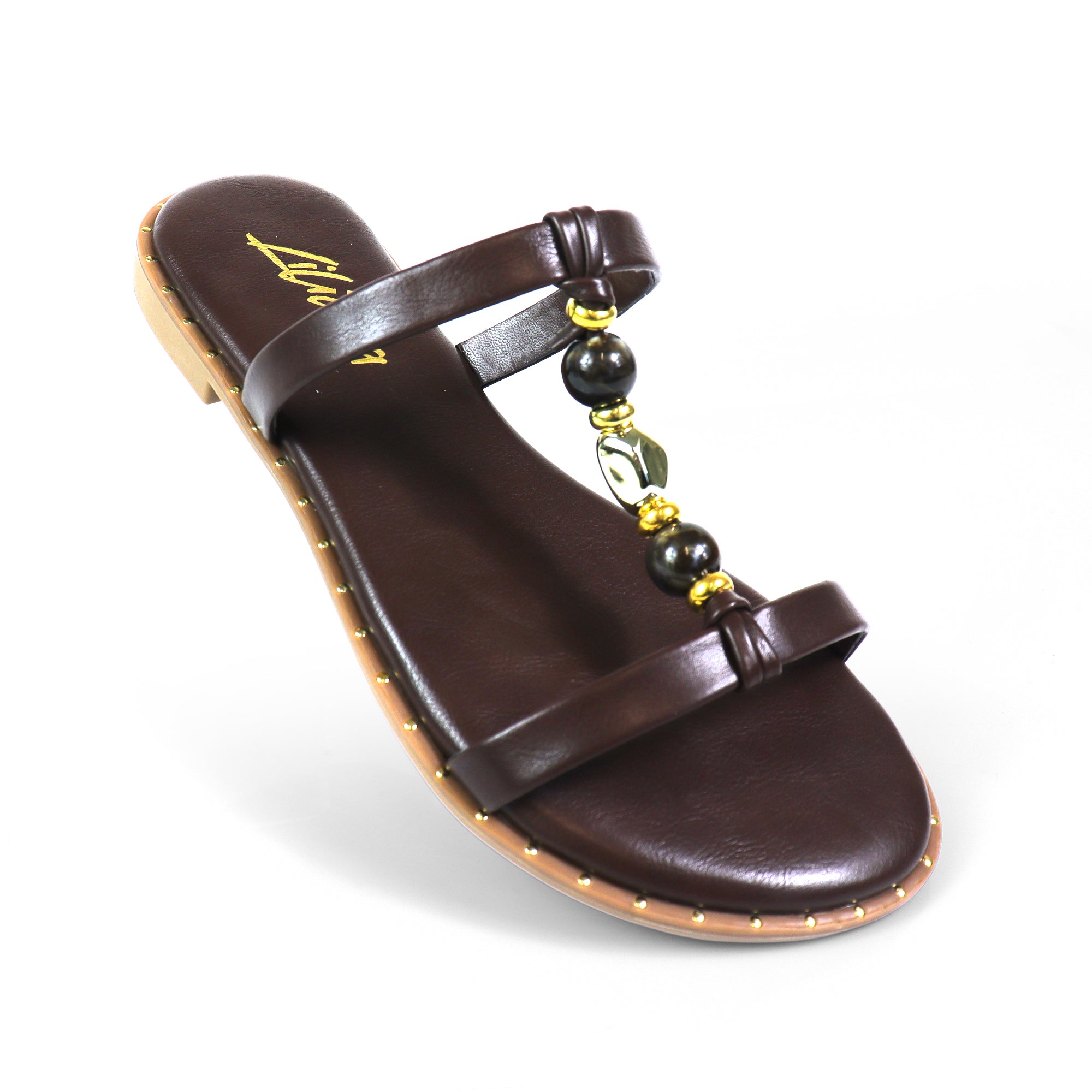 HARRODS-1 STONE COMFORT SLIDE CHOCOLATE