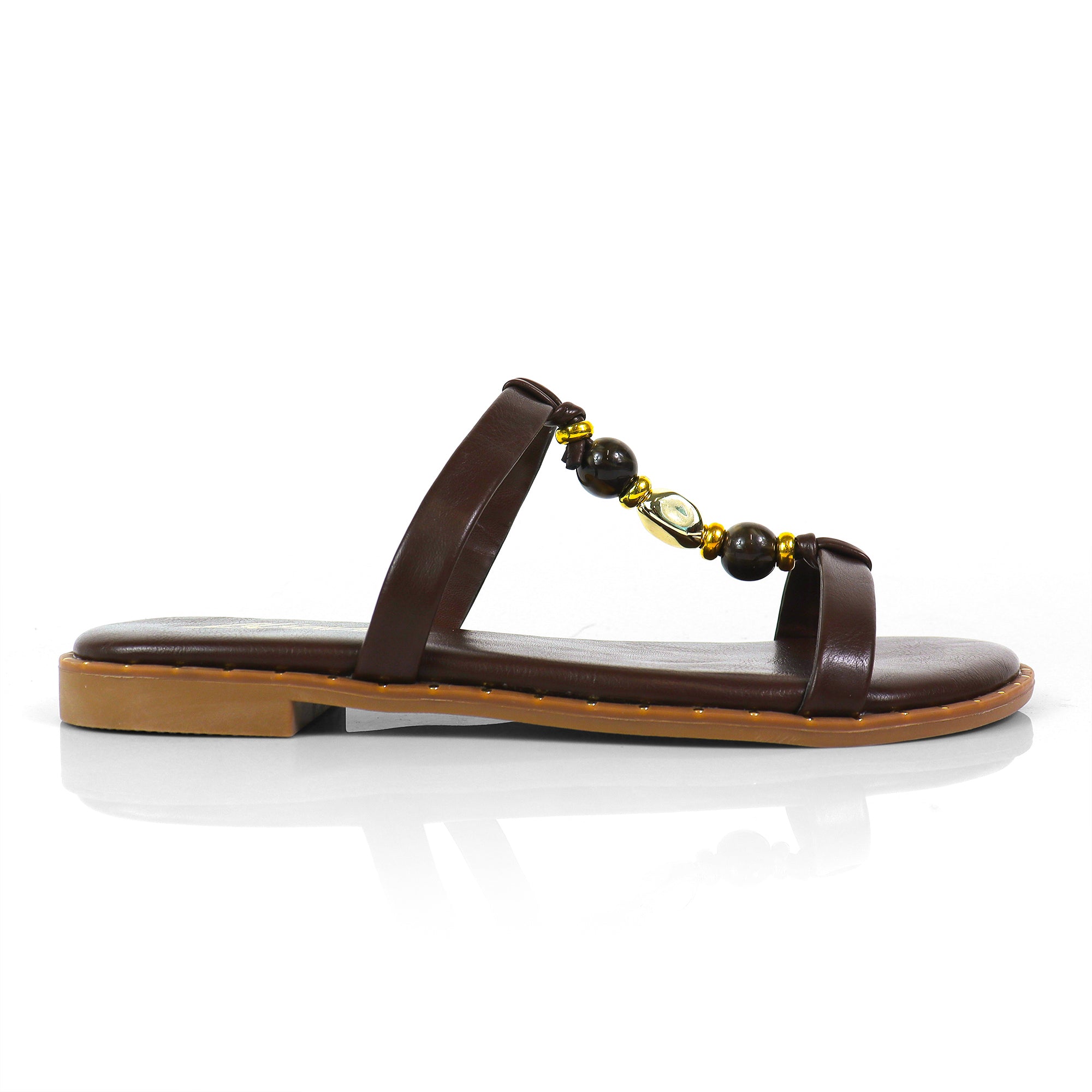 HARRODS-1 STONE COMFORT SLIDE CHOCOLATE