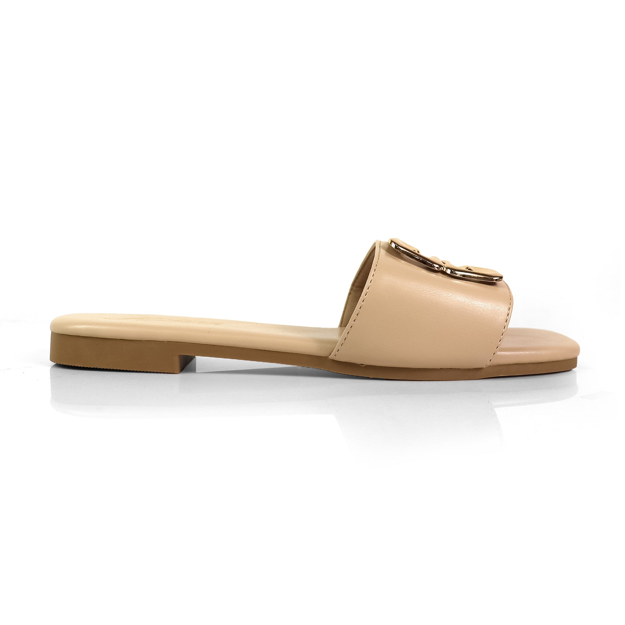 HAYDEN-3 MATEL BUCKLE SLIDE, NUDE