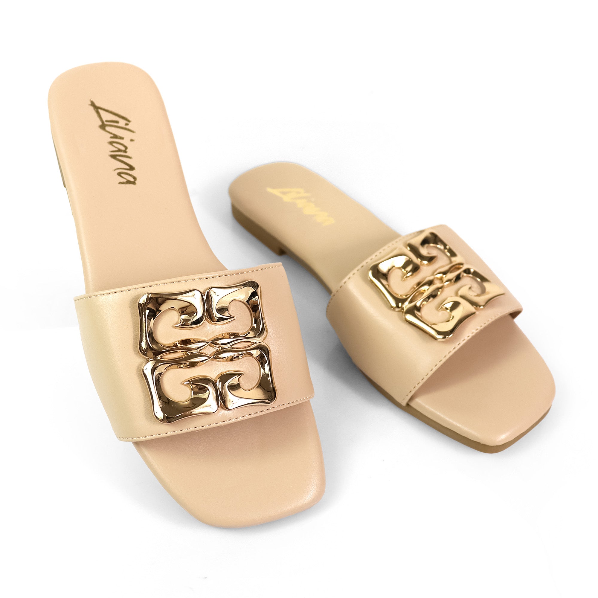HAYDEN-3 MATEL BUCKLE SLIDE, NUDE