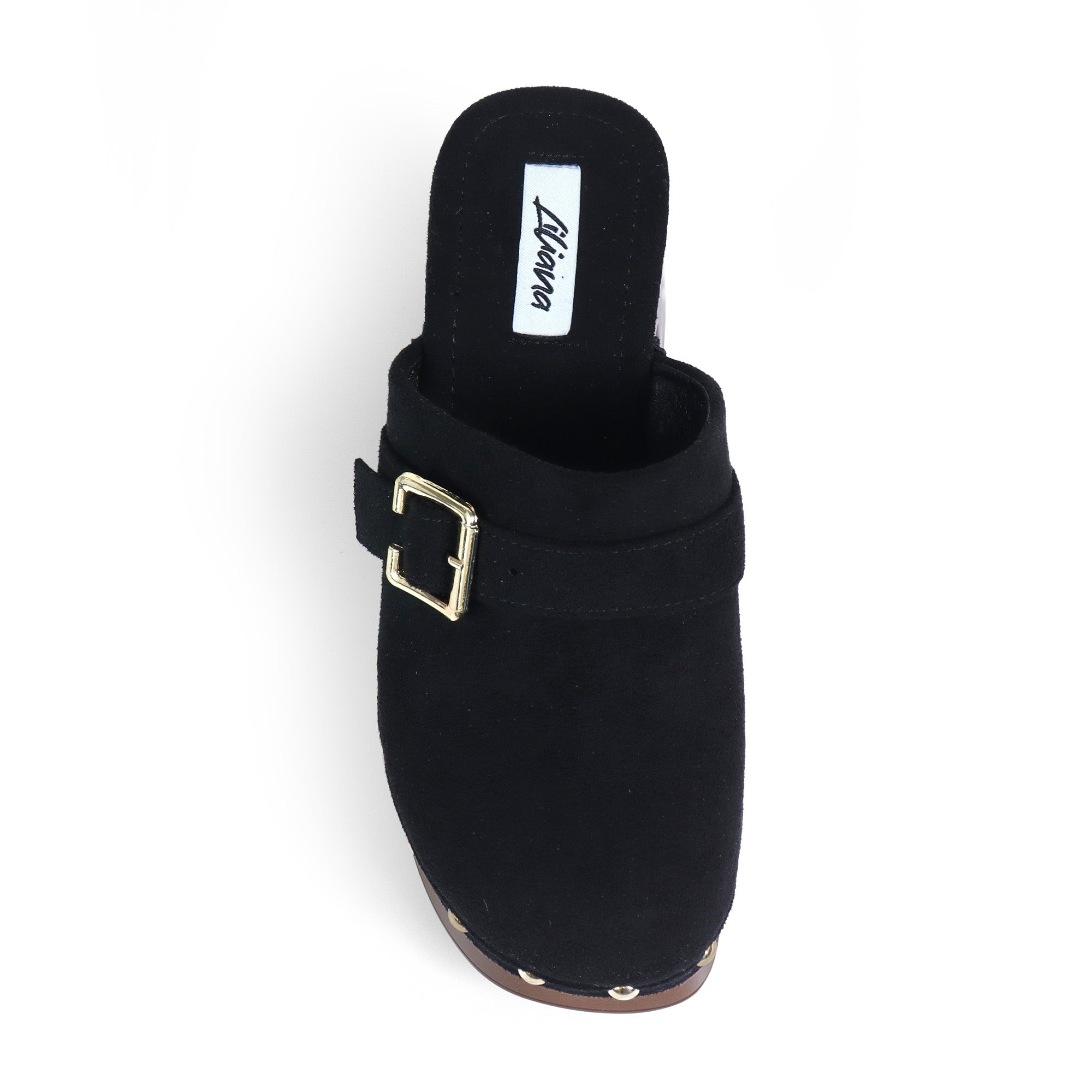 HENNIE-1 WOODEN CLOG CLOSED TOE MULE BLACK