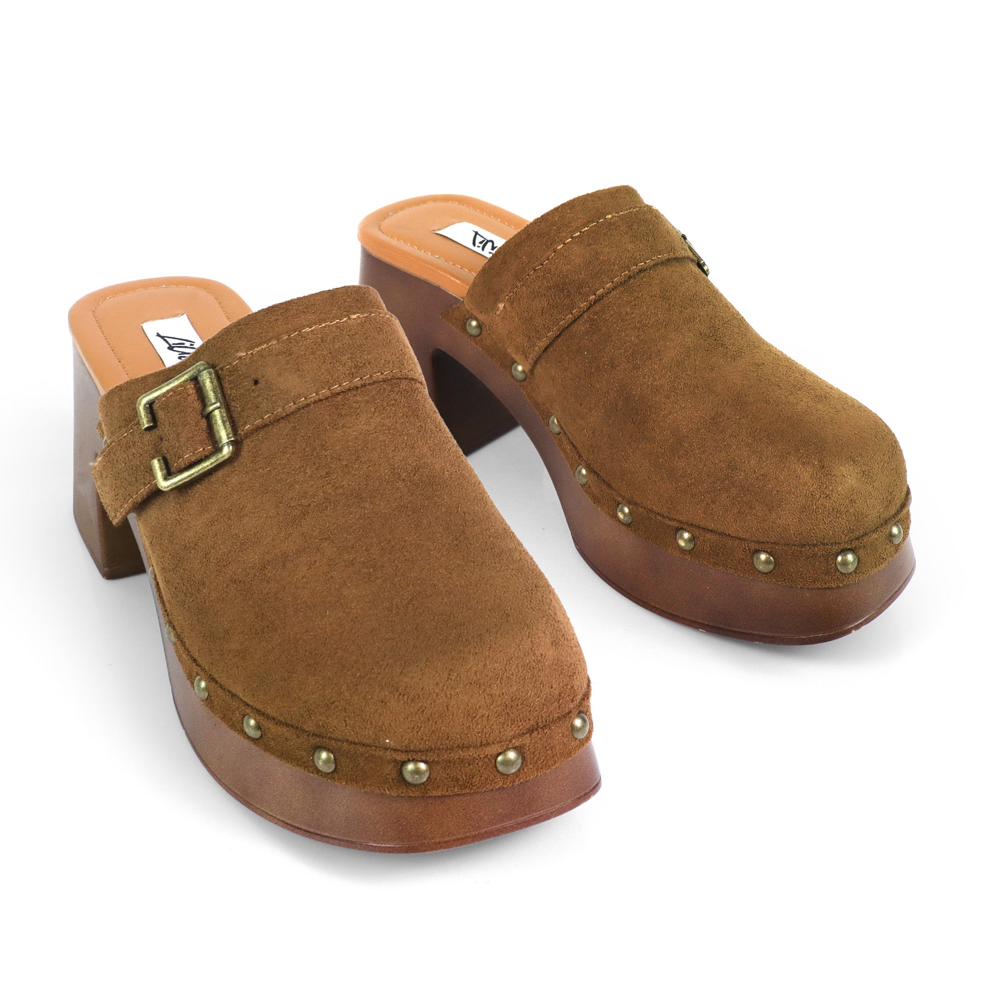 HENNIE-1 WOODEN CLOG CLOSED TOE MULE TAN