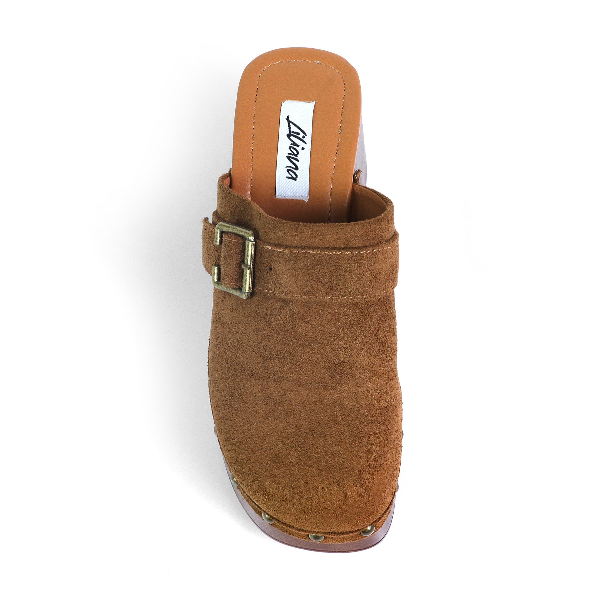 HENNIE-1 WOODEN CLOG CLOSED TOE MULE TAN