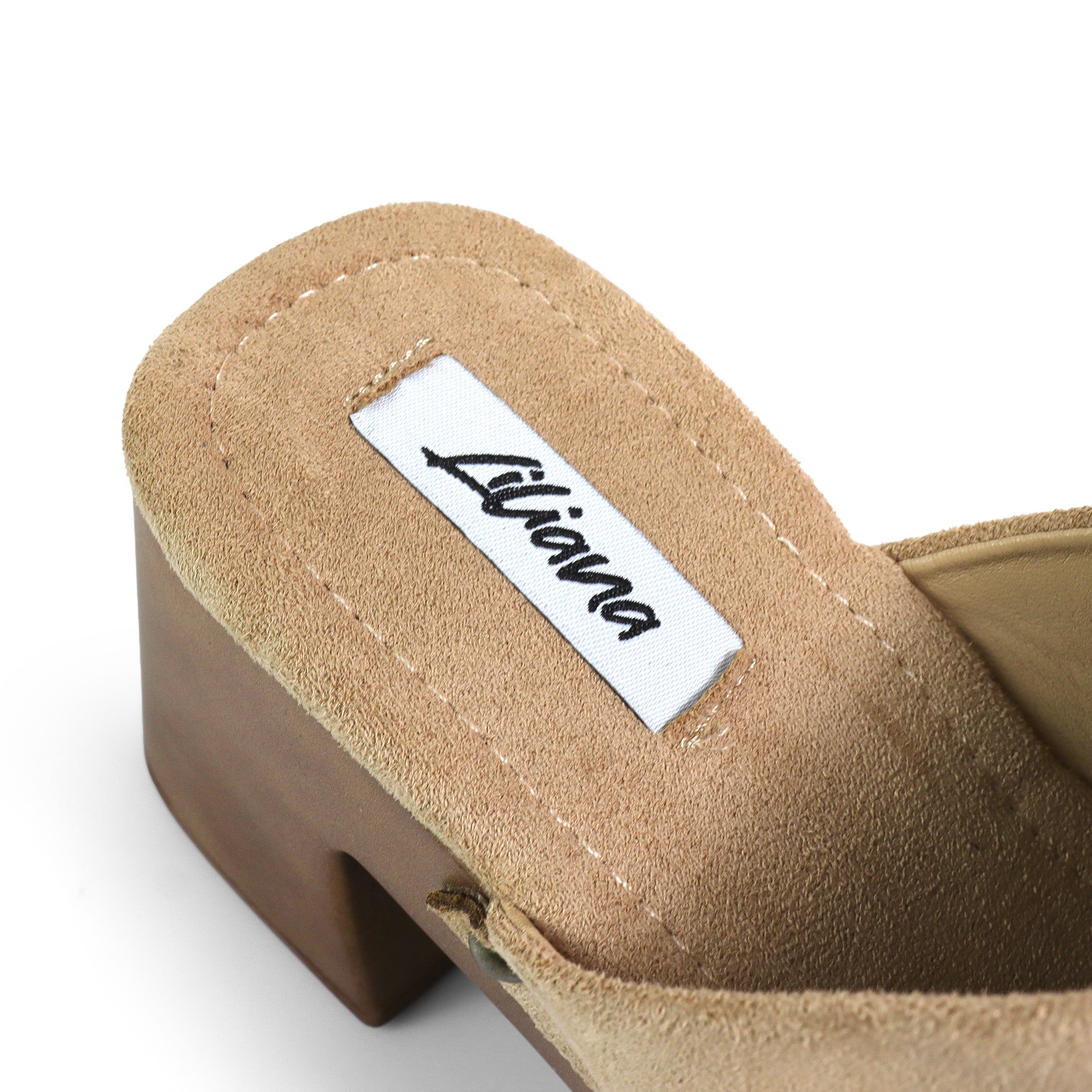 HENNIE-1 WOODEN CLOG CLOSED TOE MULE TAUPE