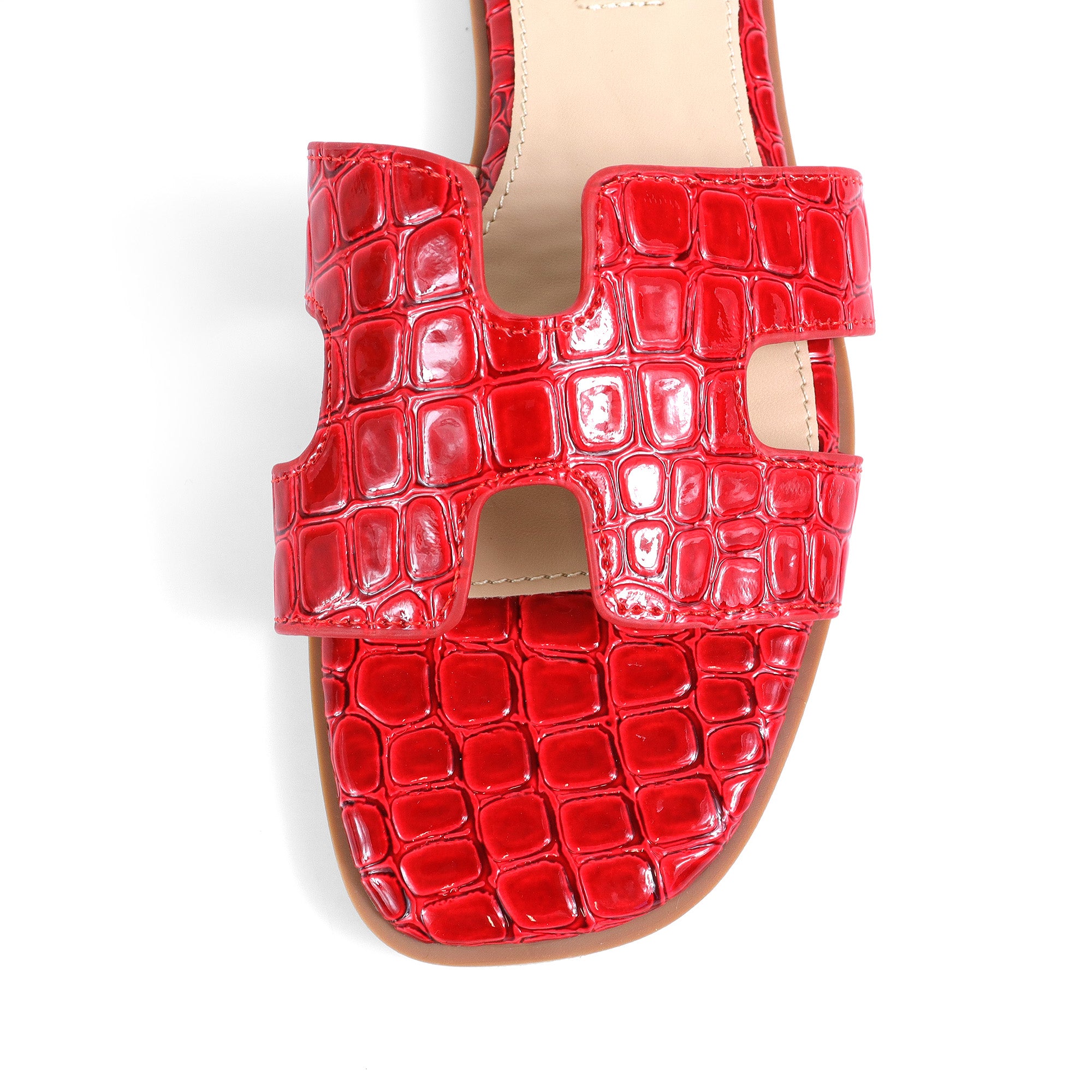HOLY-11 H FLAT SANDAL WITH TEXTURE RED