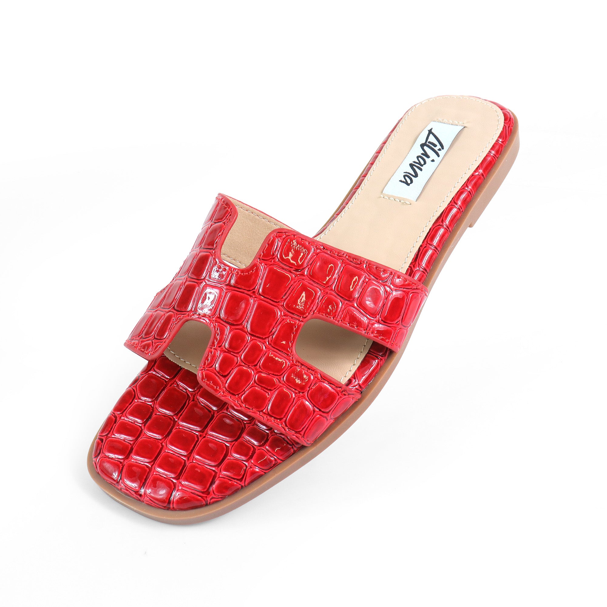 HOLY-11 H FLAT SANDAL WITH TEXTURE RED