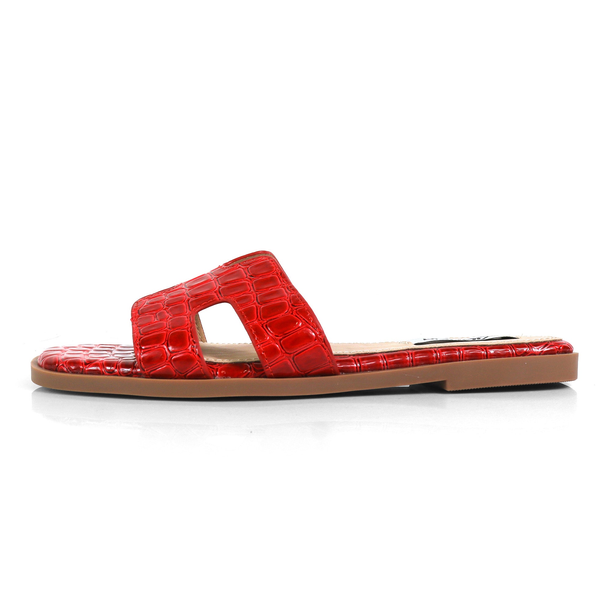 HOLY-11 H FLAT SANDAL WITH TEXTURE RED