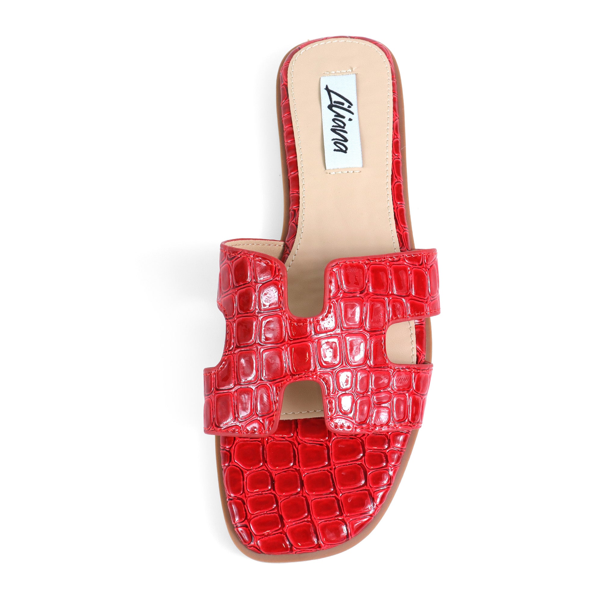 HOLY-11 H FLAT SANDAL WITH TEXTURE RED