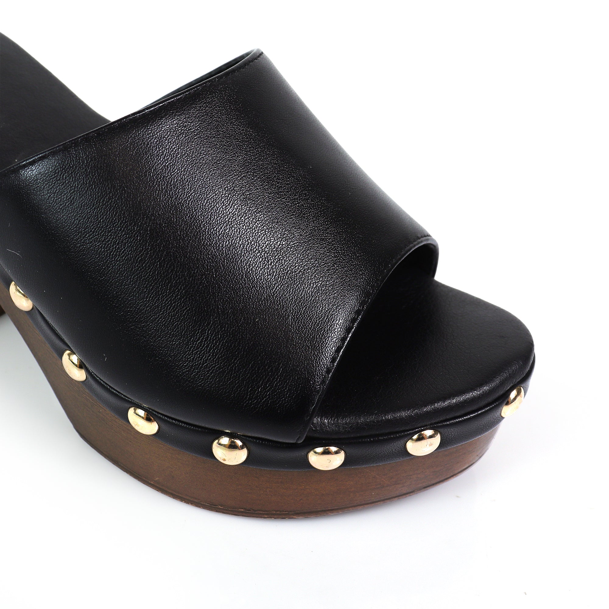 IBIZA-4 STUD PLATFORM W/CHUNKY HEEL BLACK