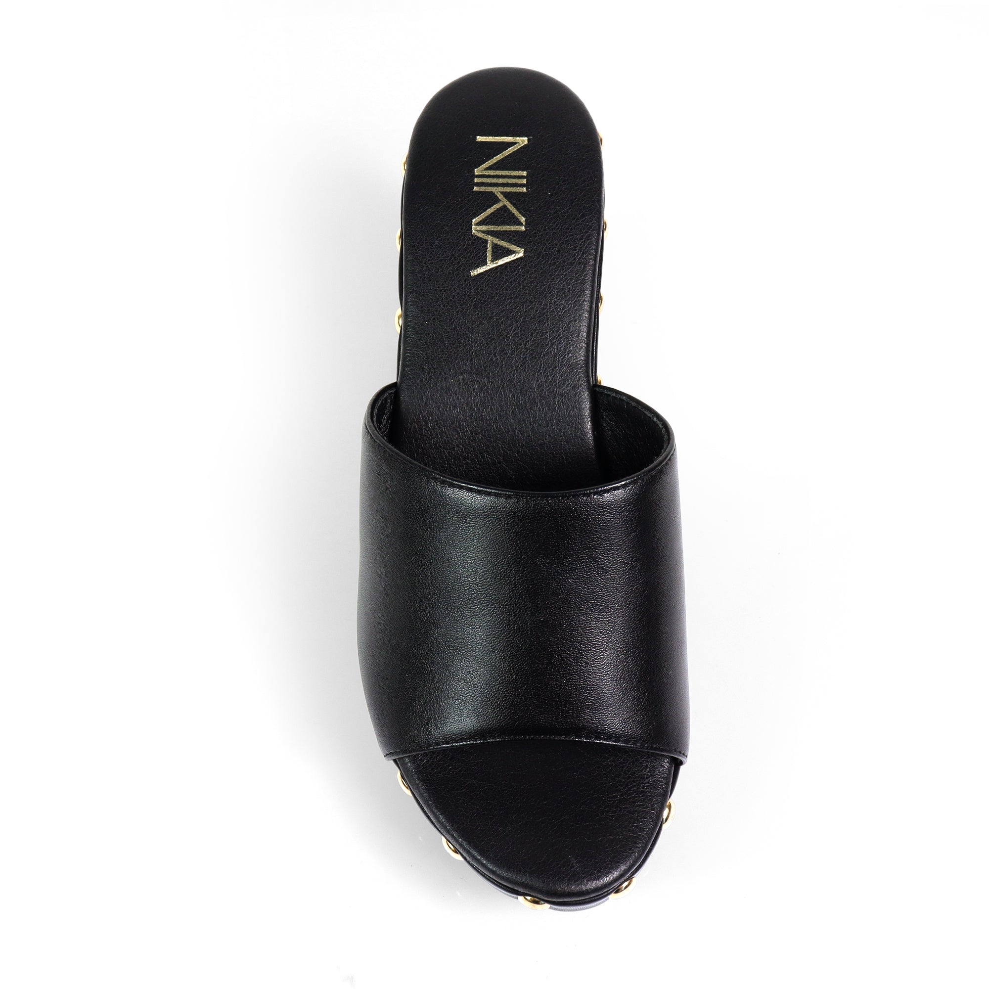 IBIZA-4 STUD PLATFORM W/CHUNKY HEEL BLACK