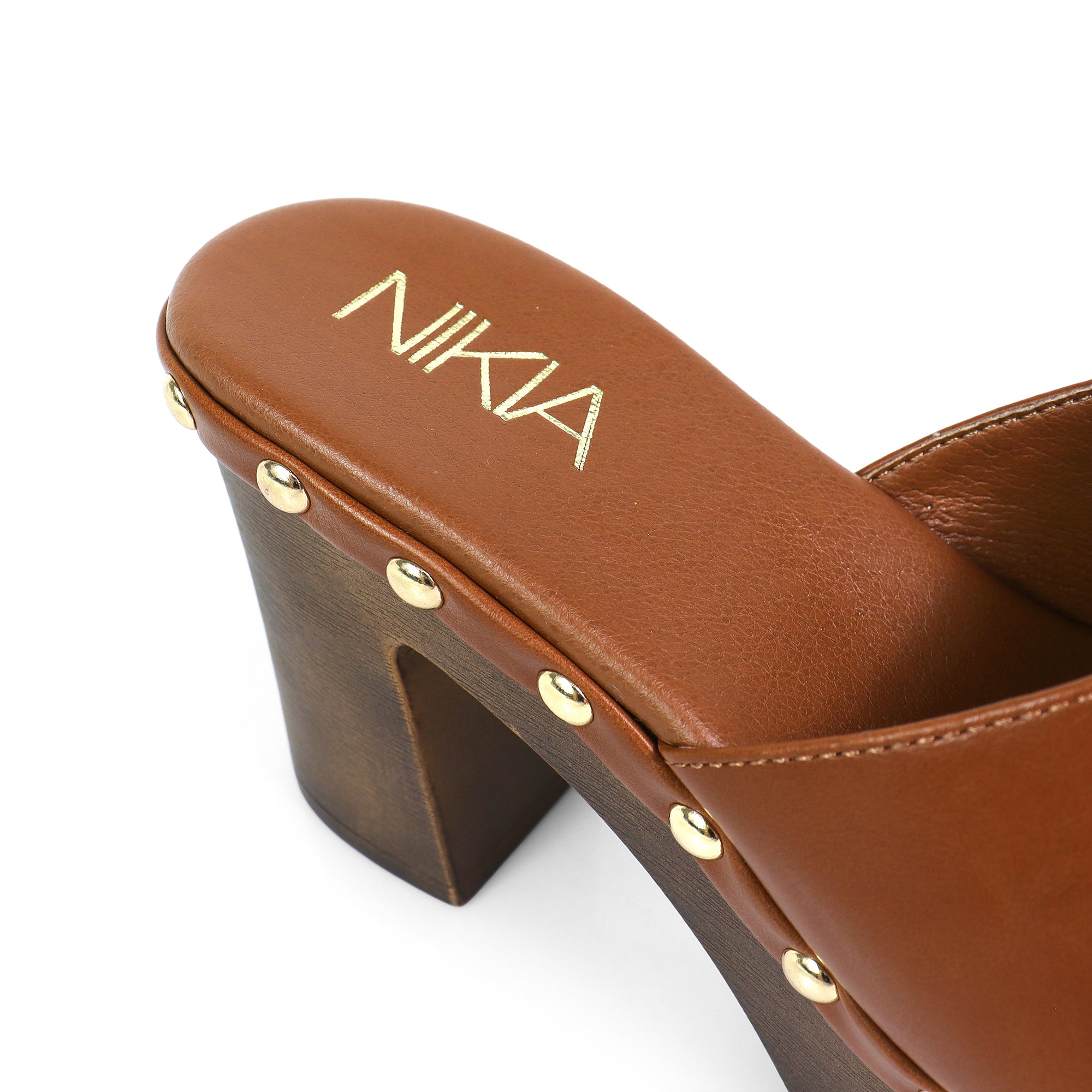 IBIZA-4 STUD PLATFORM W/CHUNKY HEEL TAN