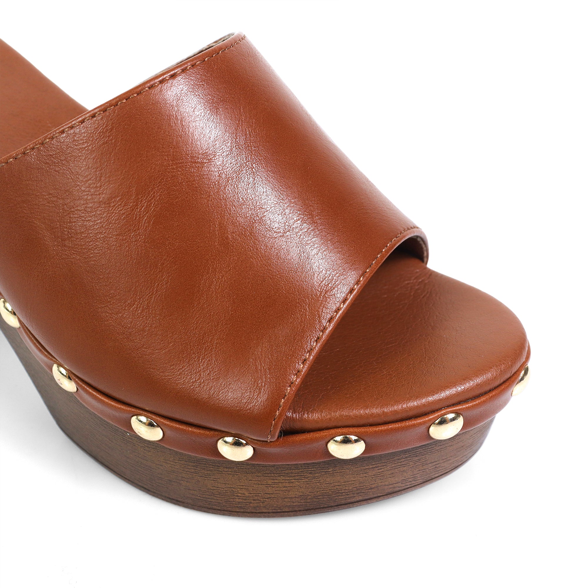 IBIZA-4 STUD PLATFORM W/CHUNKY HEEL TAN
