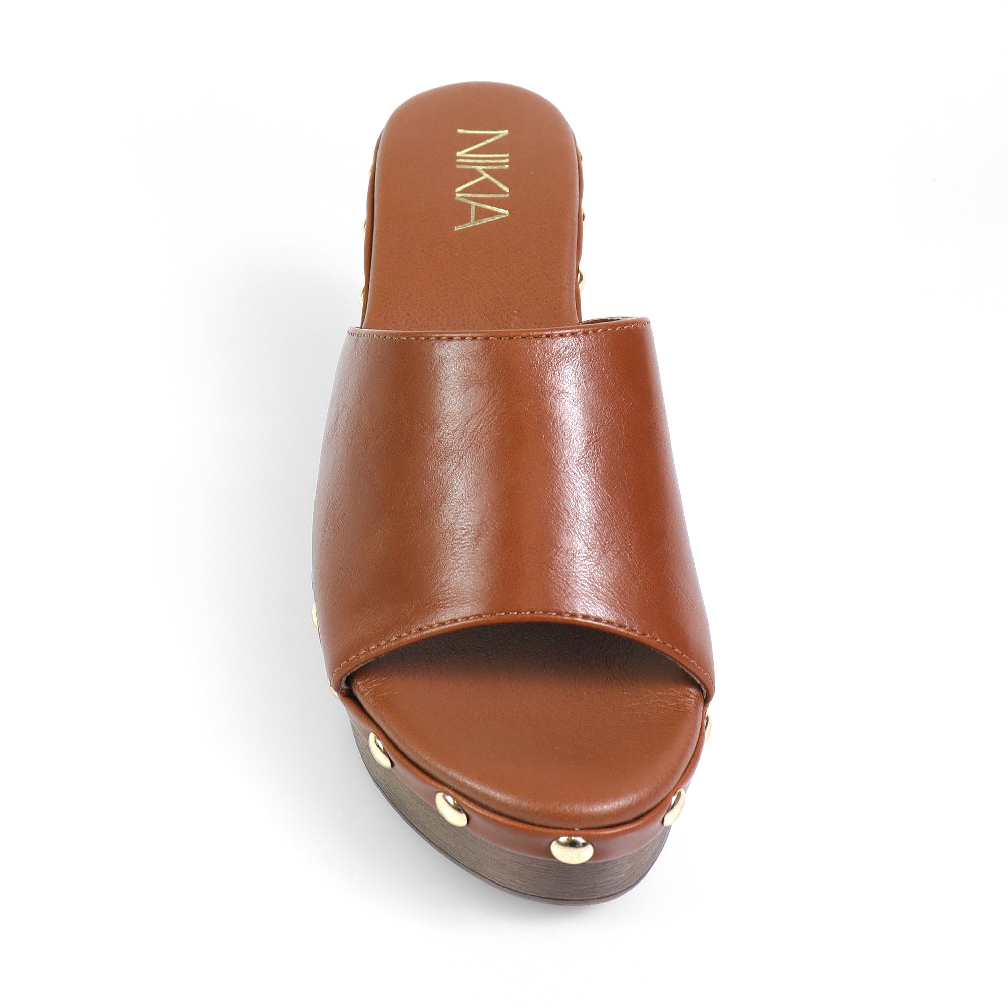 IBIZA-4 STUD PLATFORM W/CHUNKY HEEL TAN