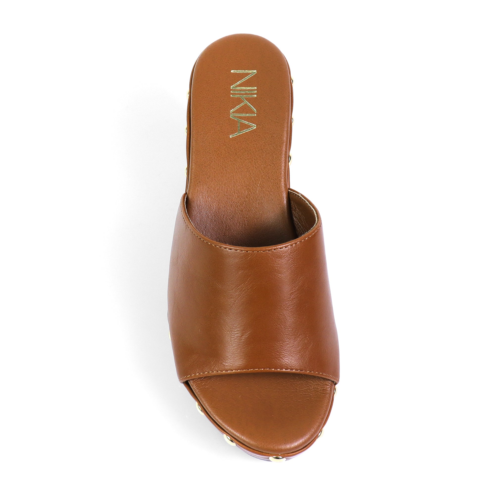 IBIZA-4 STUD PLATFORM W/CHUNKY HEEL TAN