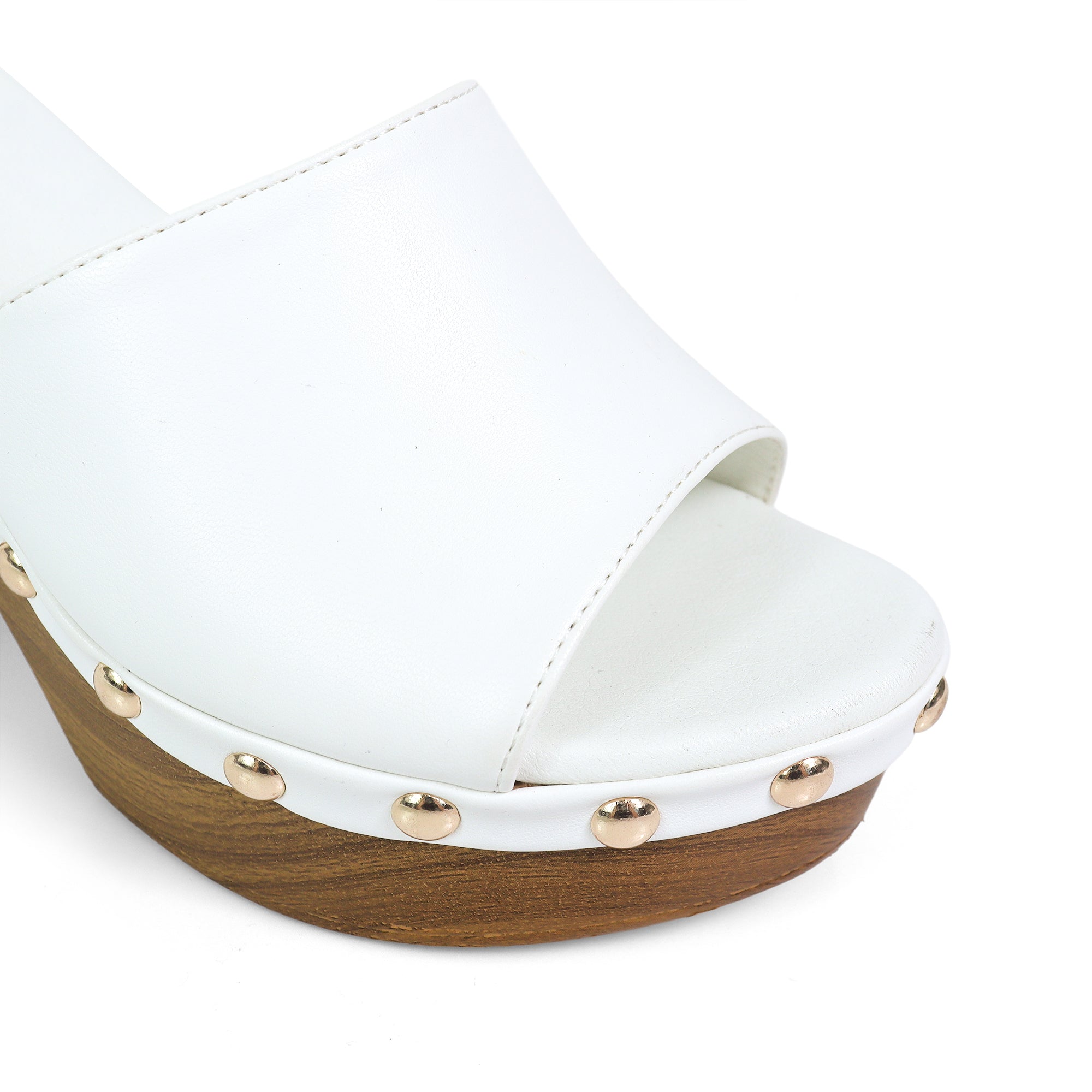 IBIZA-4 STUD PLATFORM W/CHUNKY HEEL WHITE