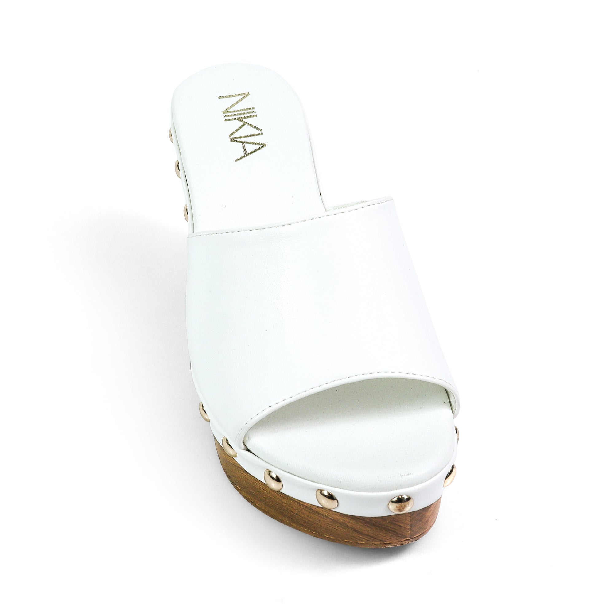 IBIZA-4 STUD PLATFORM W/CHUNKY HEEL WHITE