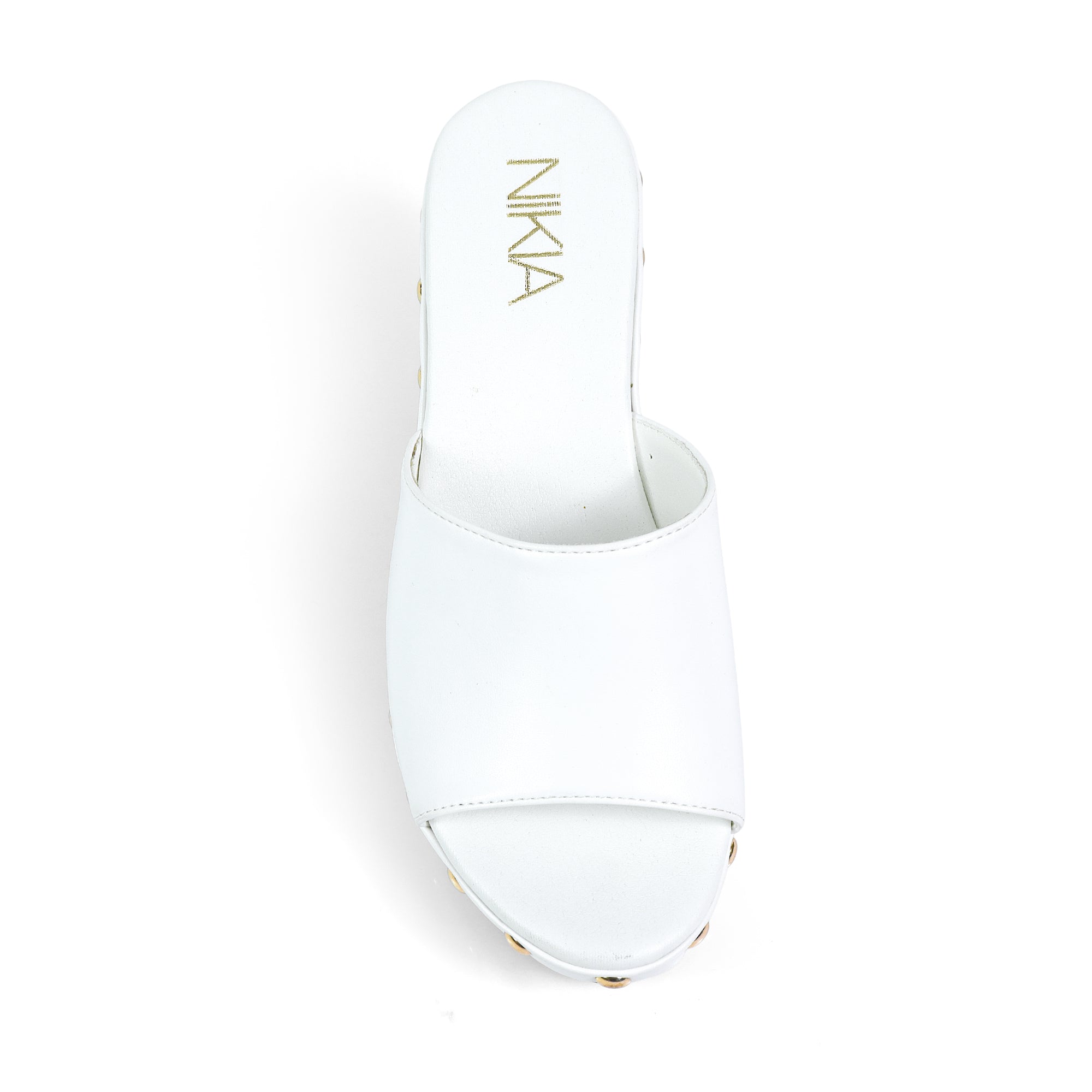 IBIZA-4 STUD PLATFORM W/CHUNKY HEEL WHITE