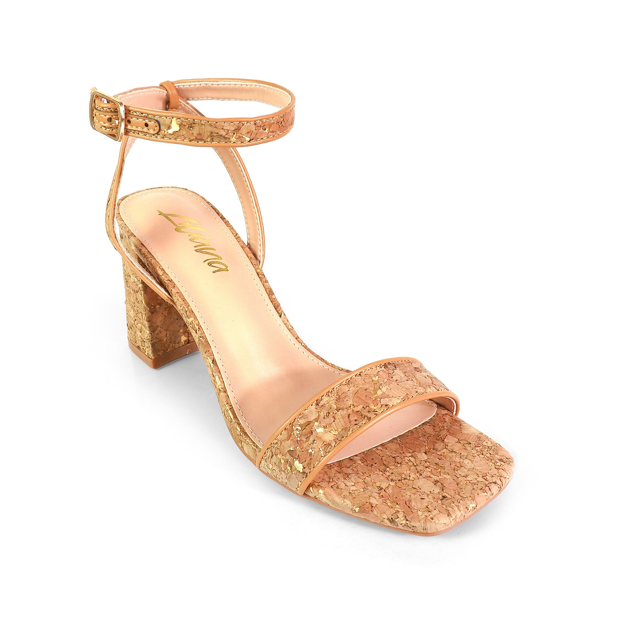 INES-5 OPEN TOE STRAP ANCKLE W/ CHUNCKY HEEL CORK
