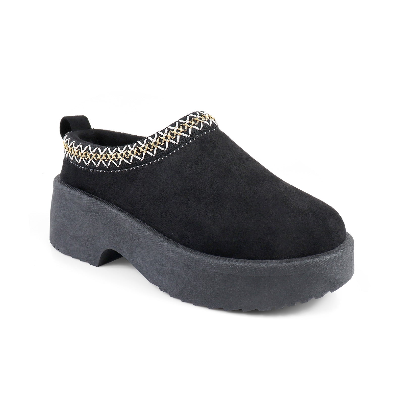 ISABEL-2 BRAID SITICH EDGE THICK PLATFORM CLOG BLACK