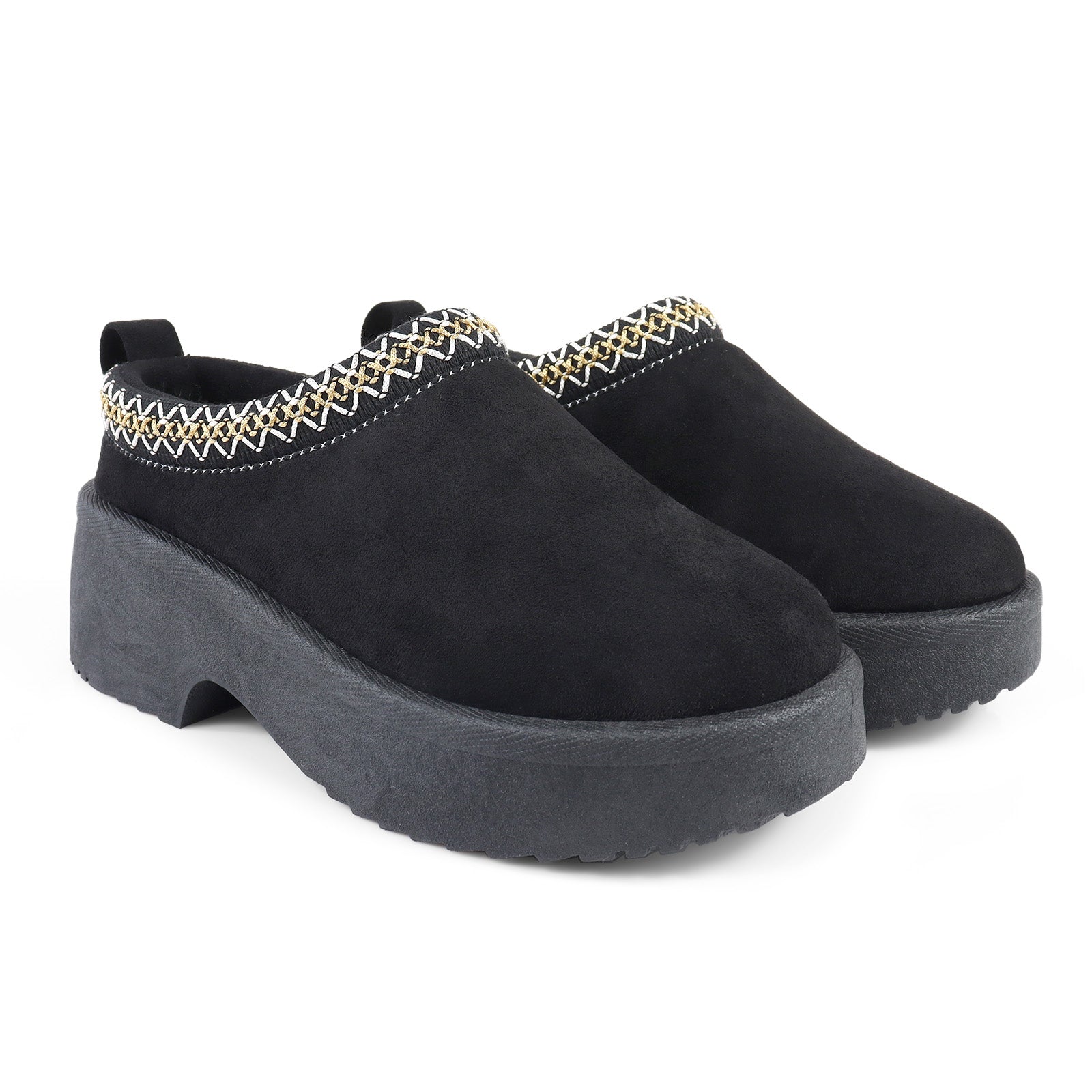 ISABEL-2 BRAID SITICH EDGE THICK PLATFORM CLOG BLACK