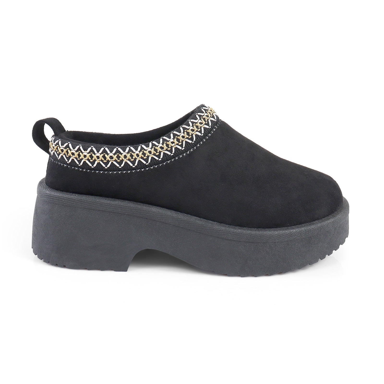 ISABEL-2 BRAID SITICH EDGE THICK PLATFORM CLOG BLACK