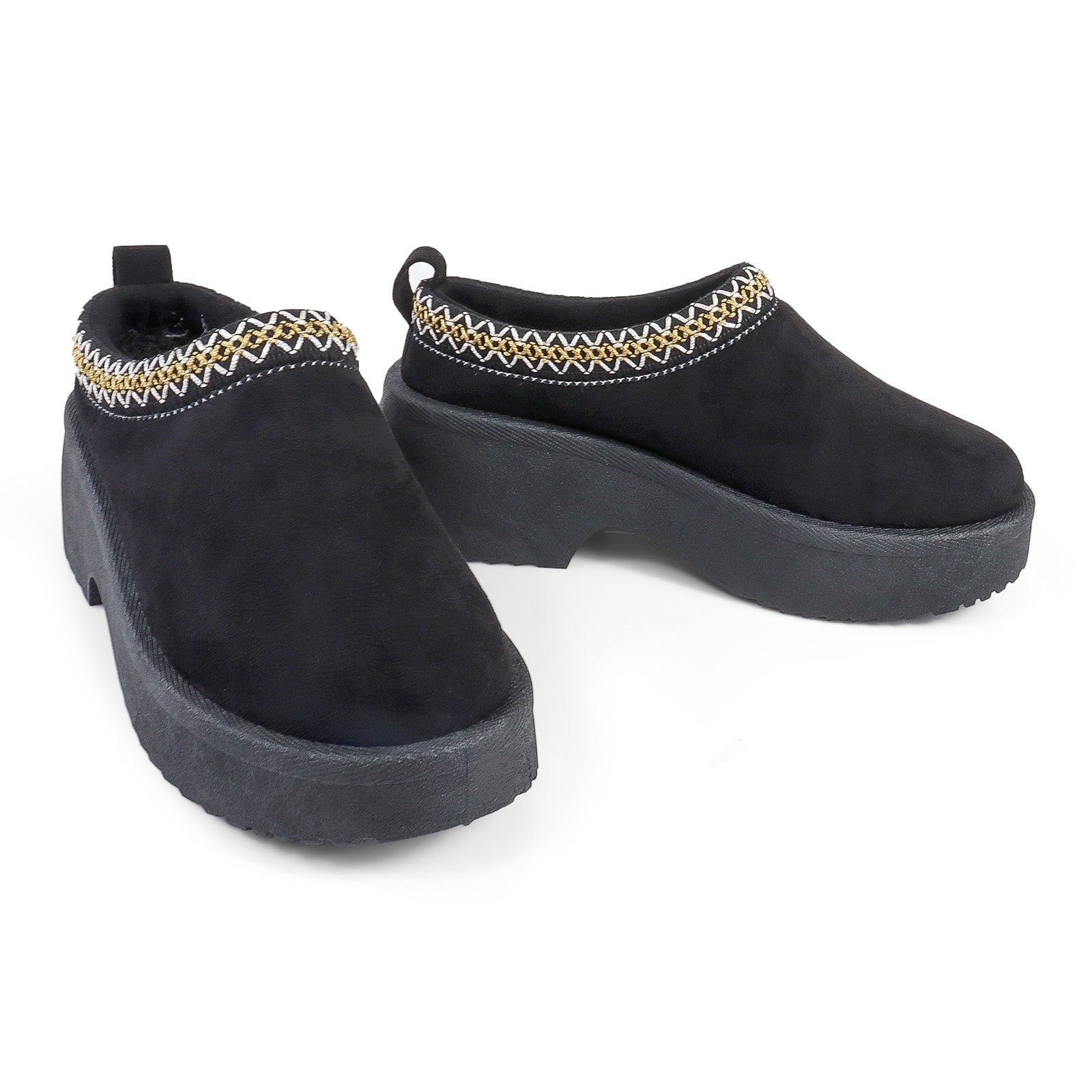 ISABEL-2 BRAID SITICH EDGE THICK PLATFORM CLOG BLACK