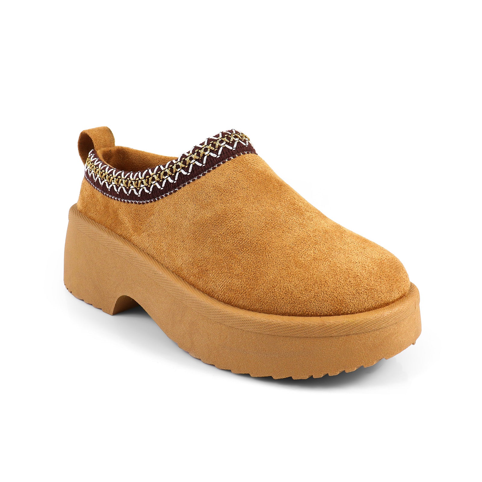 ISABEL-2 BRAID SITICH EDGE THICK PLATFORM CLOG TAN