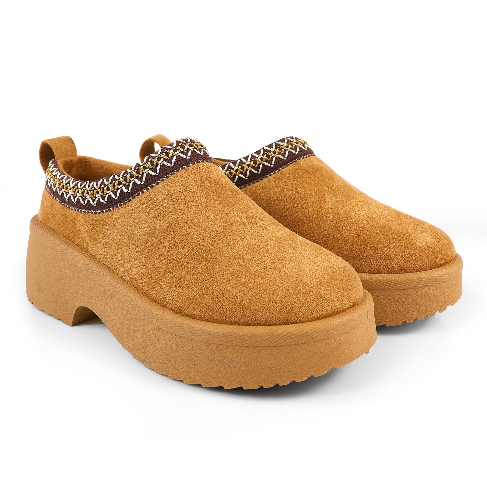ISABEL-2 BRAID SITICH EDGE THICK PLATFORM CLOG TAN
