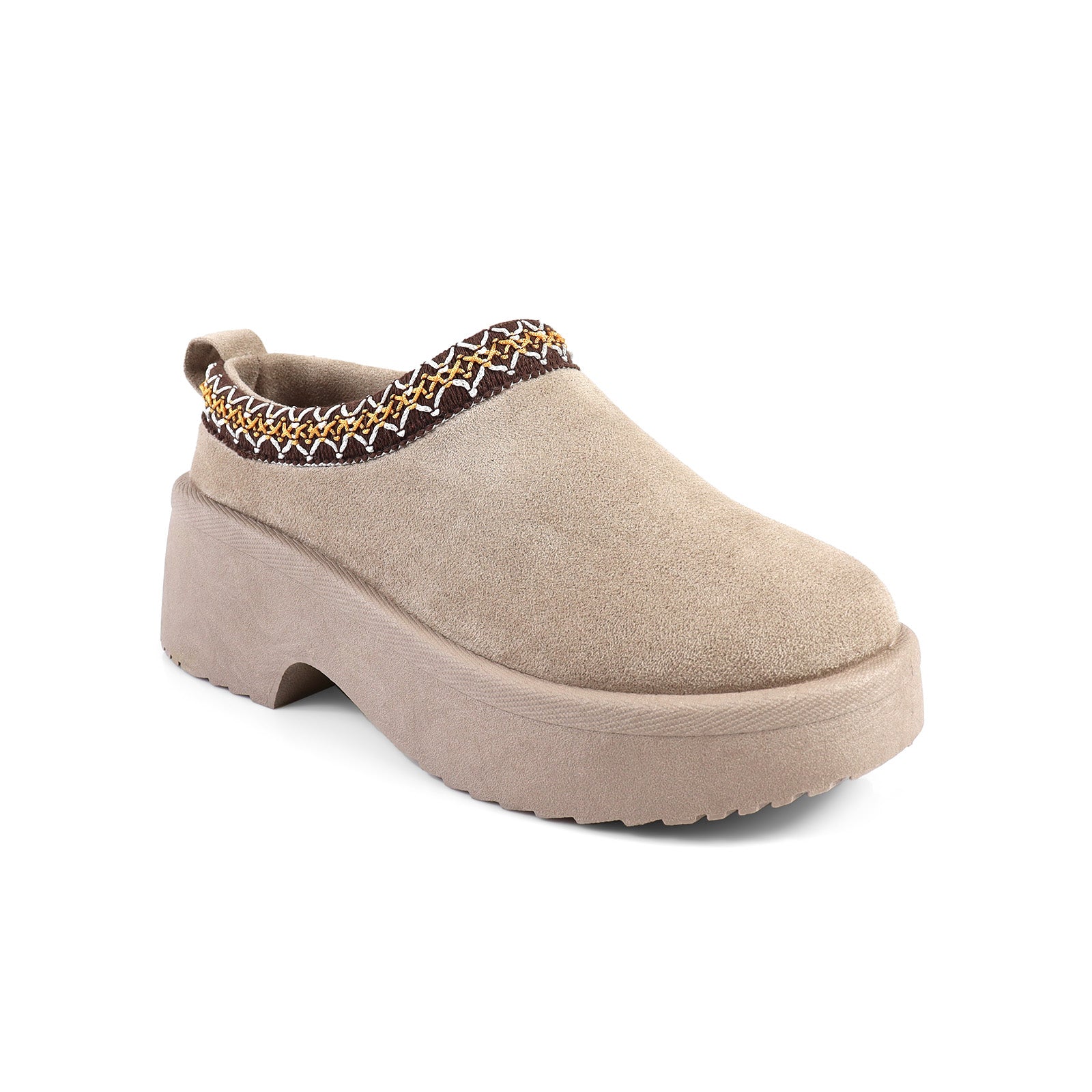 ISABEL-2 BRAID SITICH EDGE THICK PLATFORM CLOG TAUPE