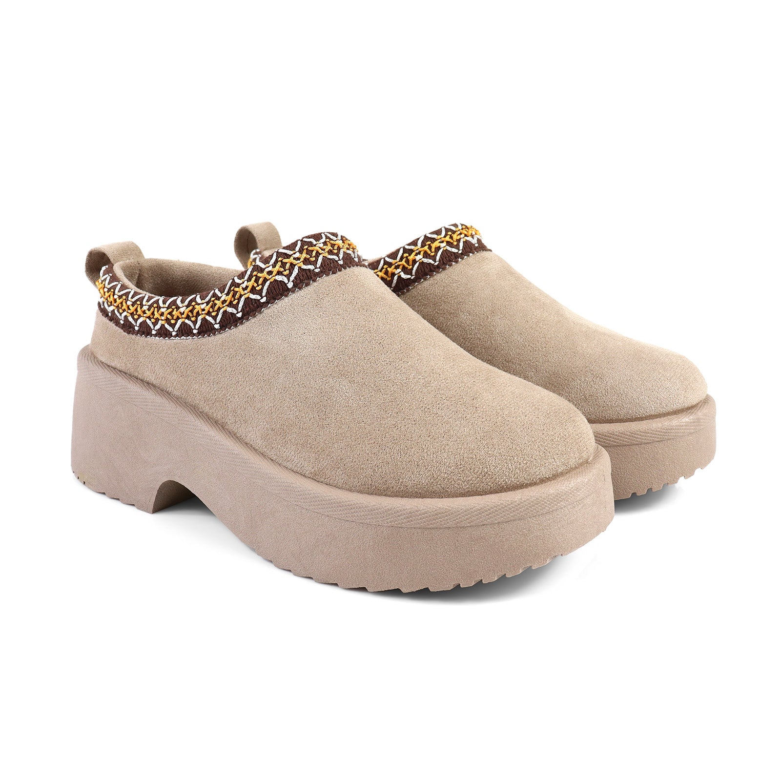 ISABEL-2 BRAID SITICH EDGE THICK PLATFORM CLOG TAUPE