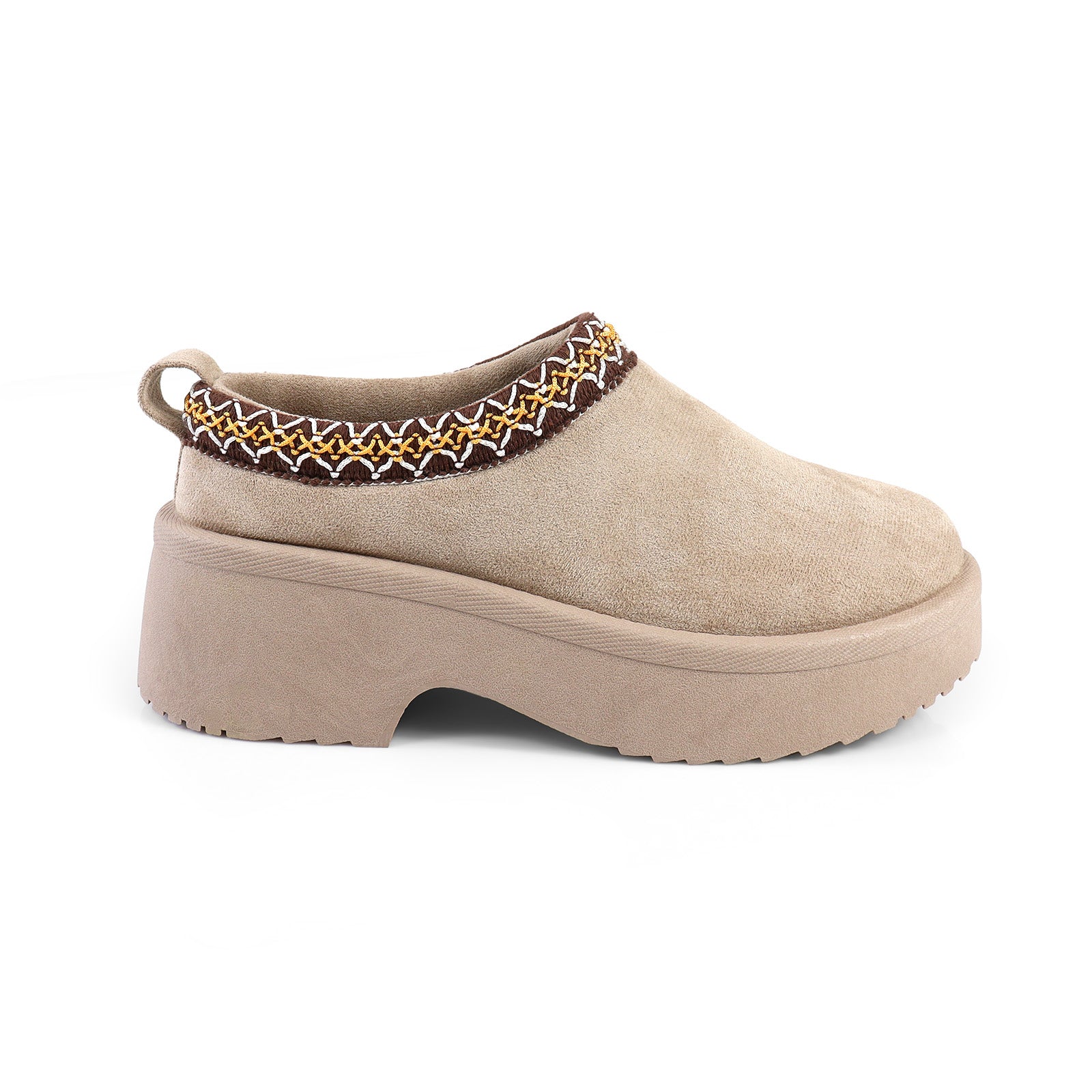 ISABEL-2 BRAID SITICH EDGE THICK PLATFORM CLOG TAUPE