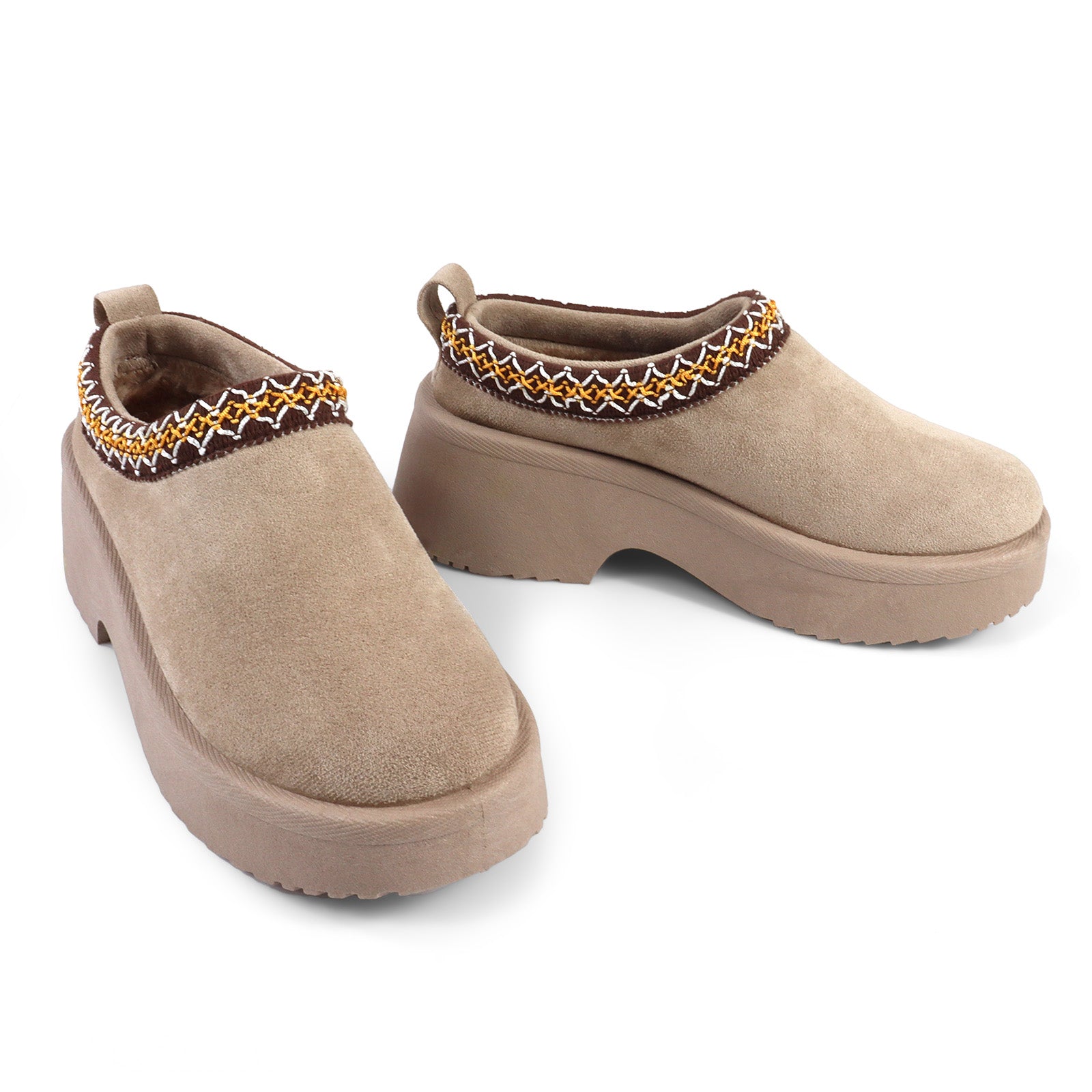 ISABEL-2 BRAID SITICH EDGE THICK PLATFORM CLOG TAUPE
