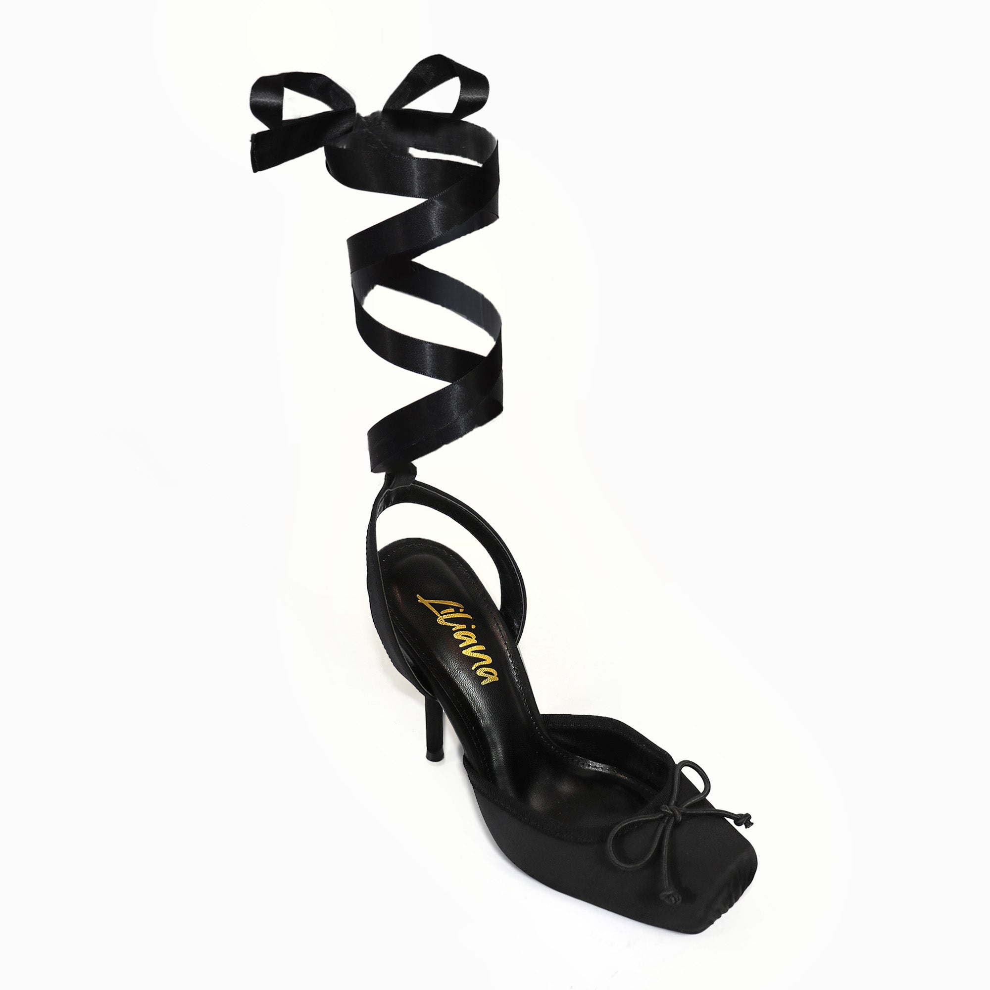 ITZA-1 POINTE TOE CASSIA LACE UP PUMP W/STILETTO HEEL, BLACK