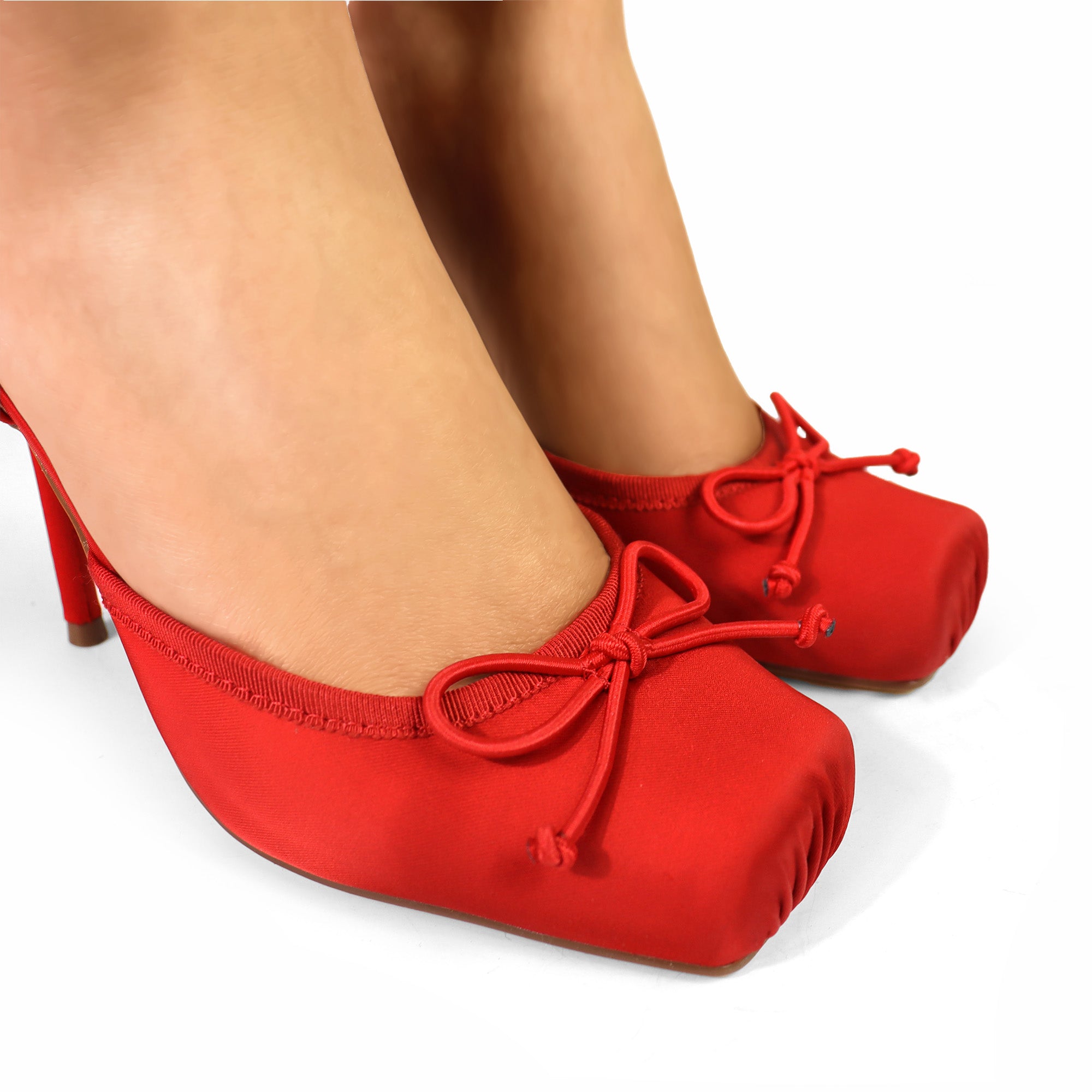 ITZA-1 POINTE TOE CASSIA LACE UP PUMP W/STILETTO HEEL, RED