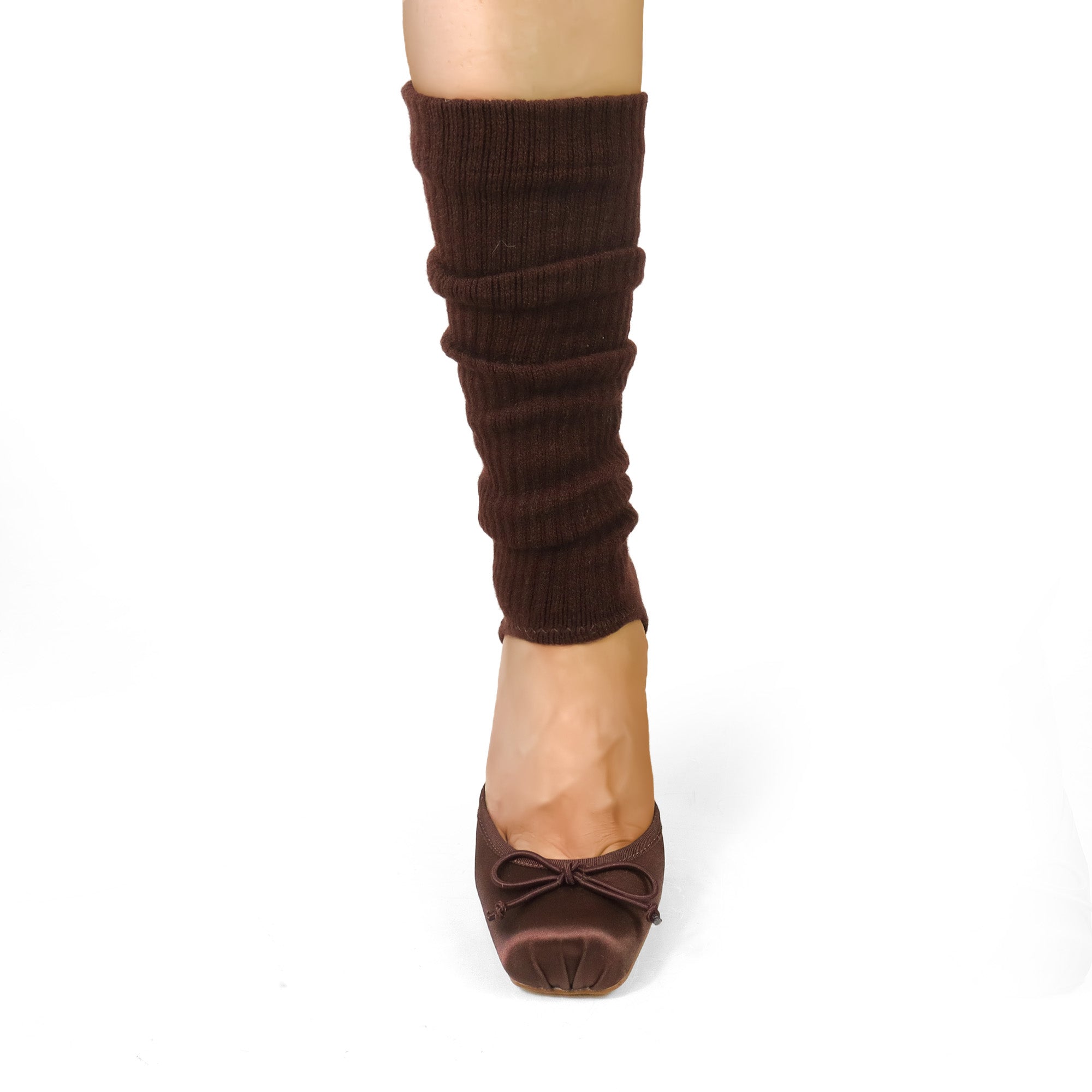 ITZA-2 POINTE TOE KNEE HIGH SOCK PUMP W/ STILETTO HEEL BROWN