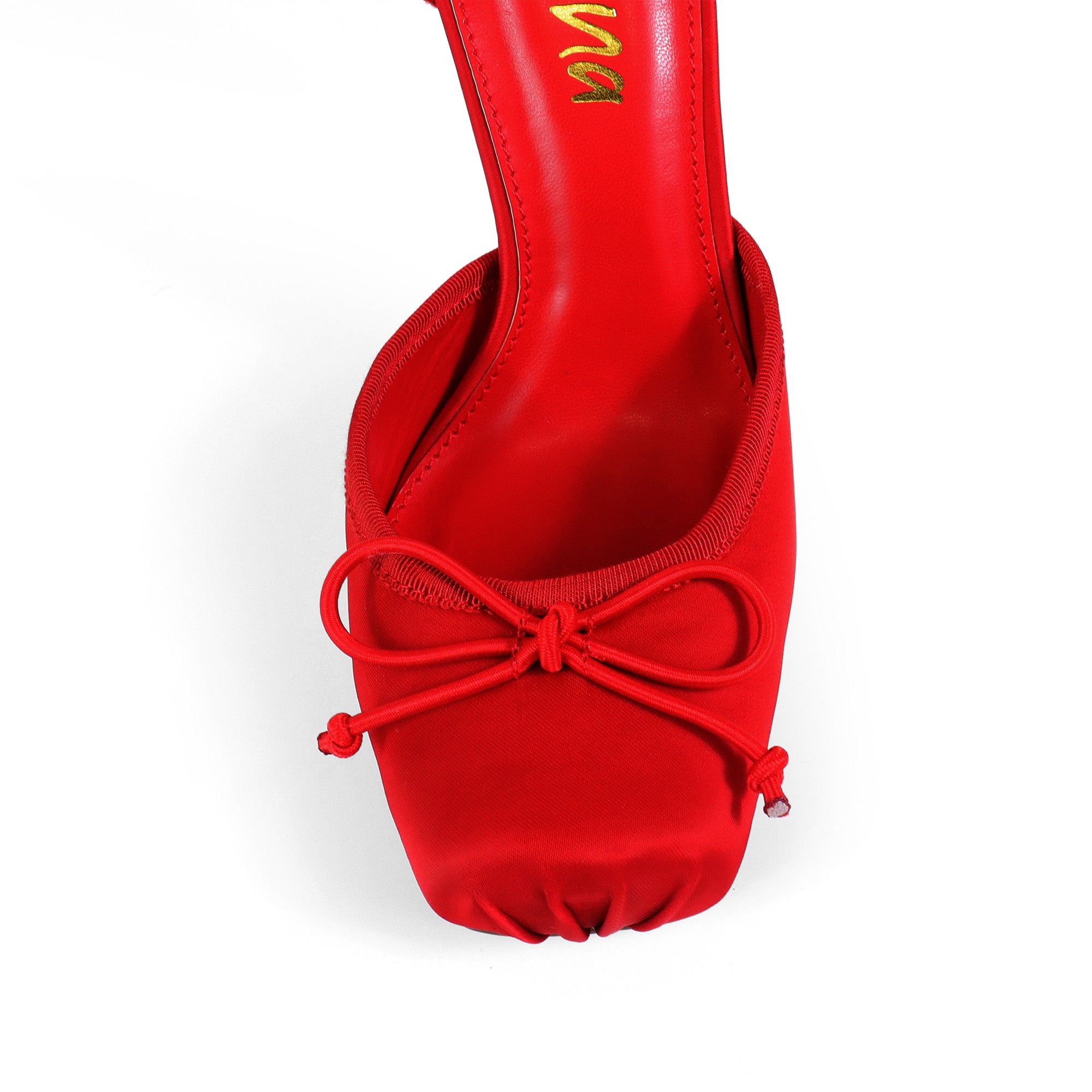 ITZA-2 POINTE TOE KNEE HIGH SOCK PUMP W/ STILETTO HEEL RED