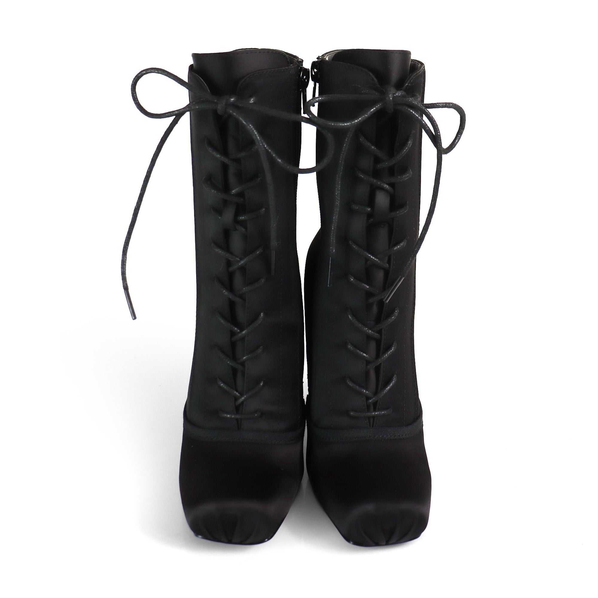 ITZA-5 BALLERINA LACE UP BOOTIES WITH/ STILETTO HEEL BLACK