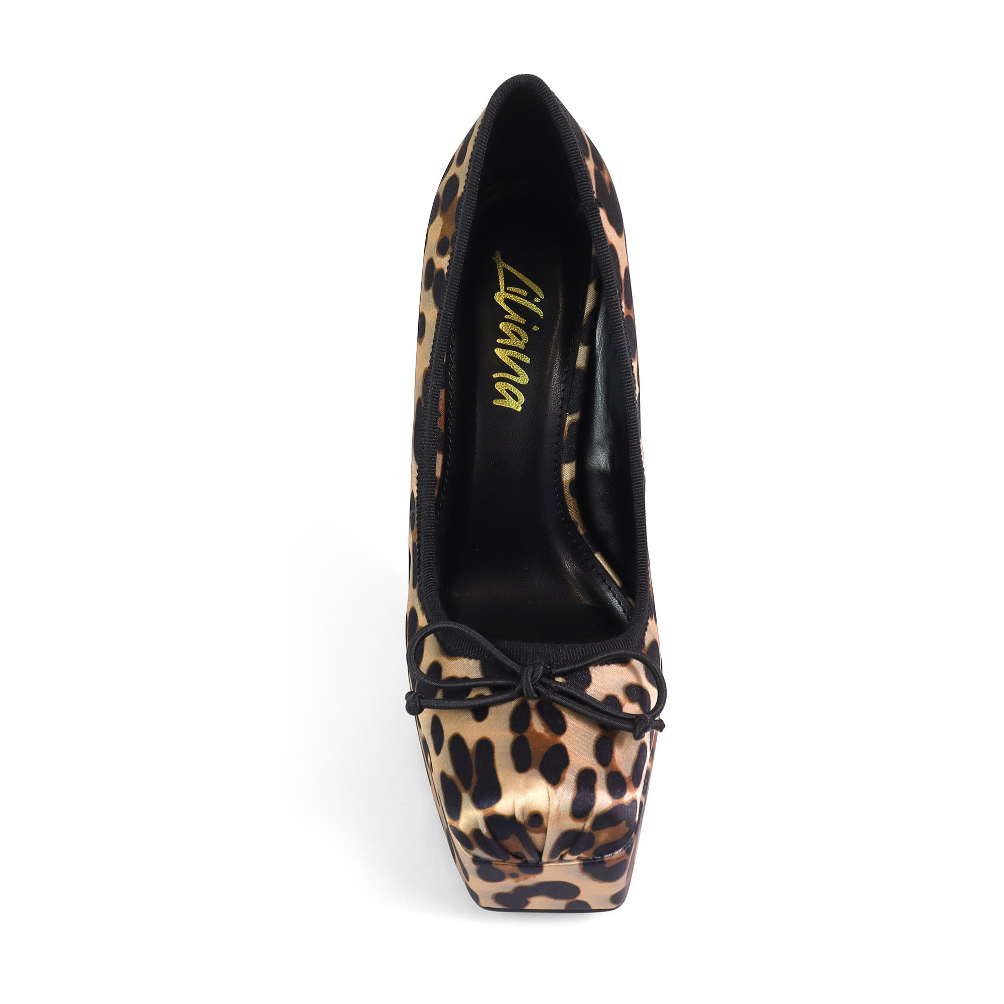 ITZY-1 BALLERINA TOE SATIN PLATFORM PUMP LEOPARD