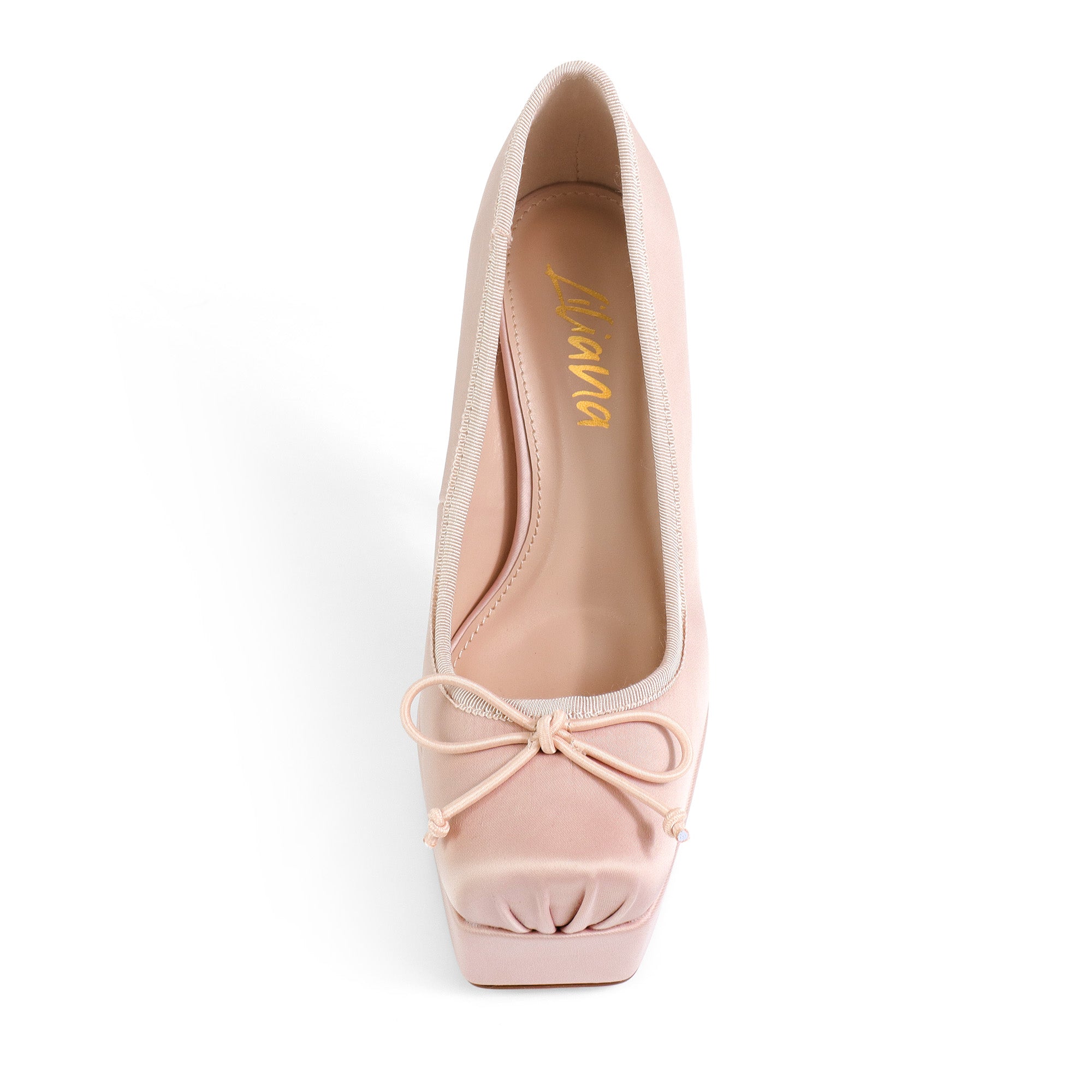 ITZY-1 BALLERINA TOE SATIN PLATFORM PUMP NUDE