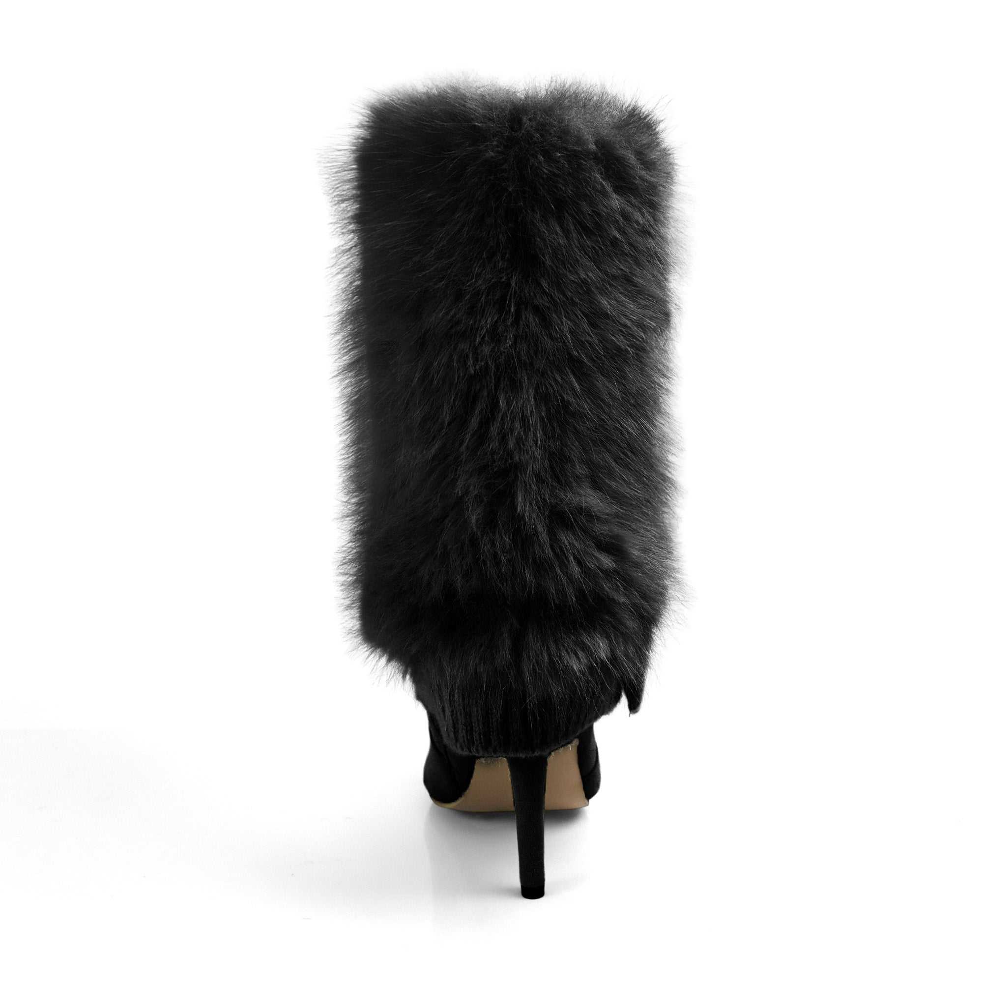 IZABELLA-1 POINTED TOE FOLDED KNIT BOOT W/ HEEL BLACK
