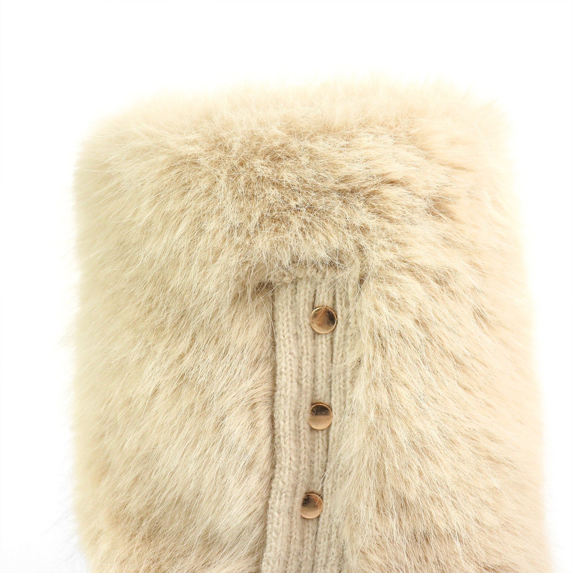 IZABELLA-1 POINTED TOE FOLDED KNIT BOOT W/ HEEL CREAM