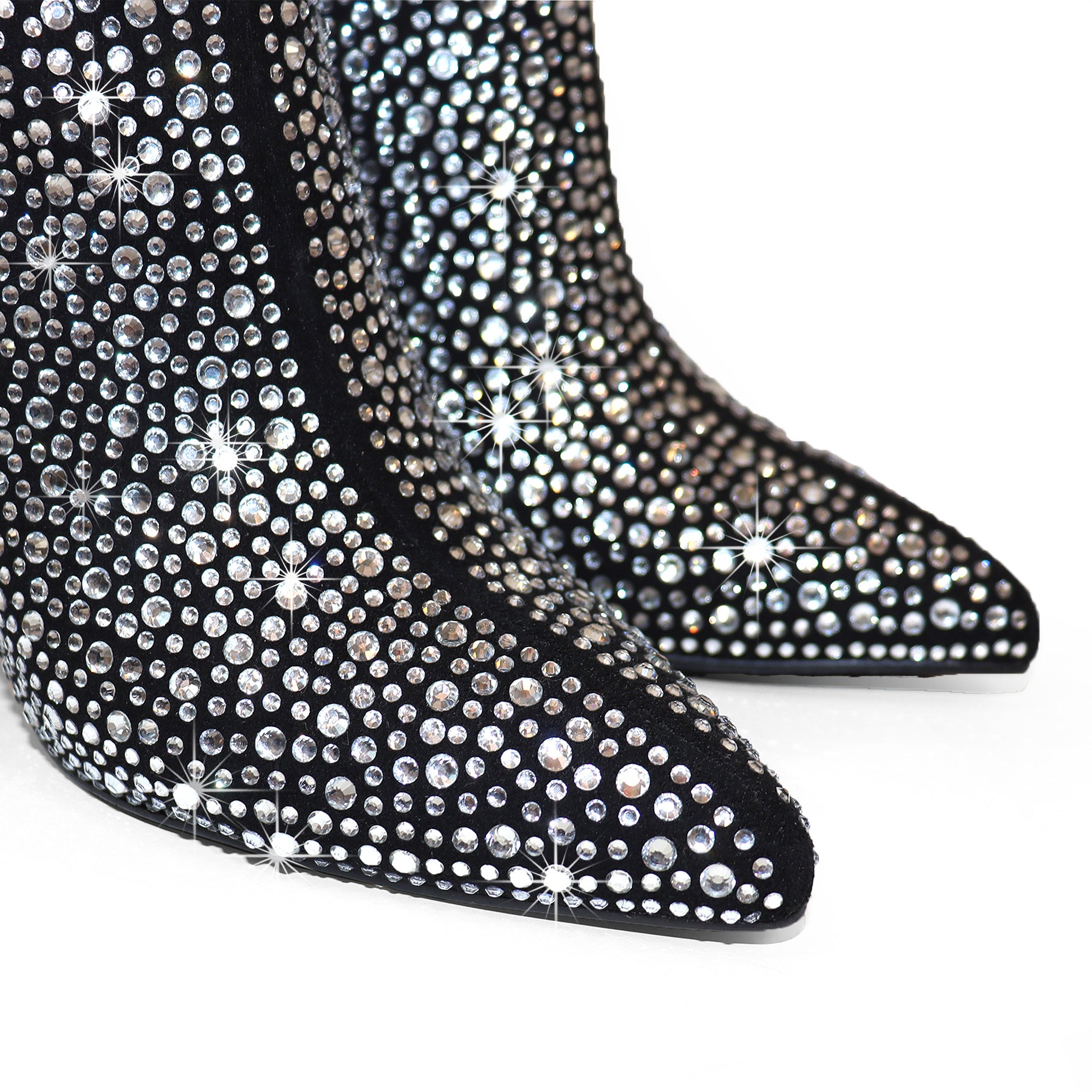 IZARA-1 POINTED TOE TINY RHINESTONE BOOTIE BLACK/SILVER