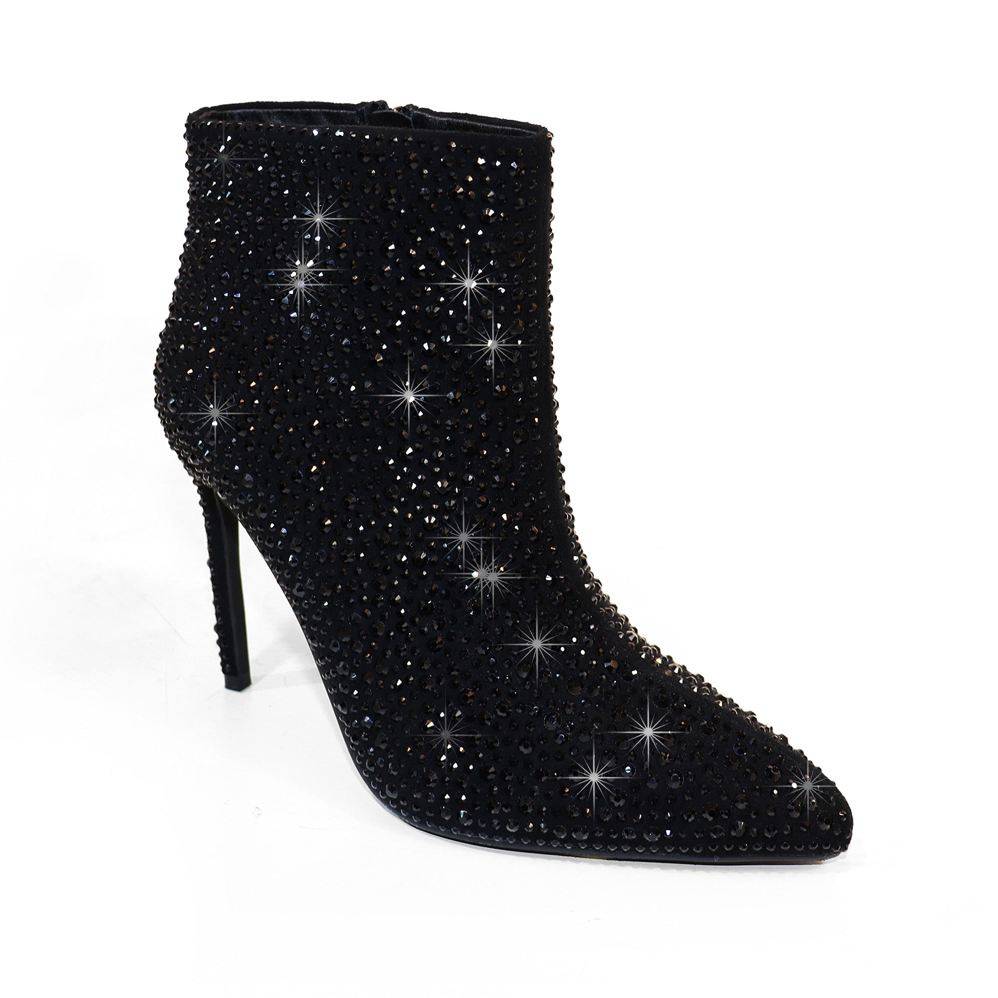 IZARA-1 POINTED TOE TINY RHINESTONE BOOTIE BLACK