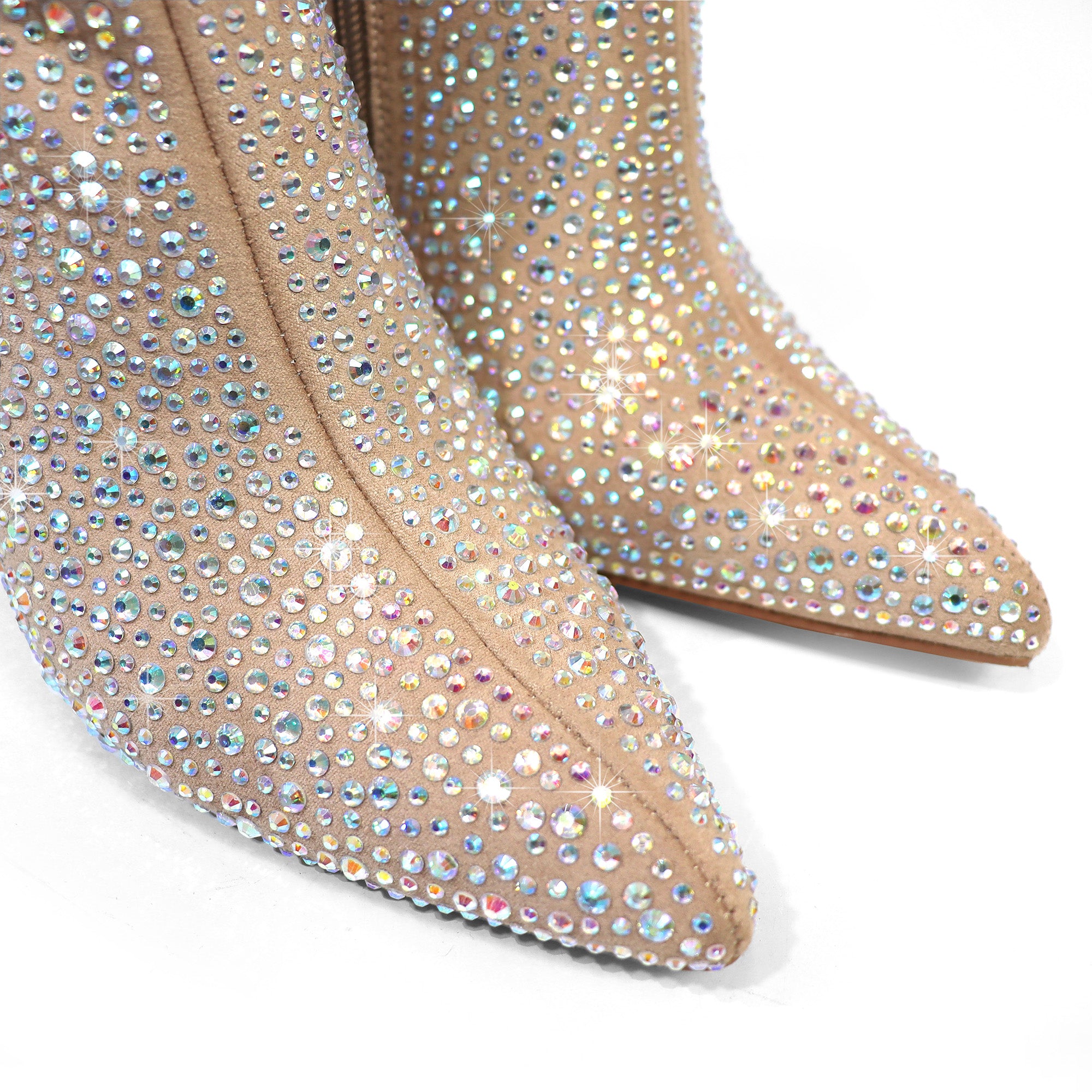 IZARA-1 POINTED TOE TINY RHINESTONE BOOTIE NUDE