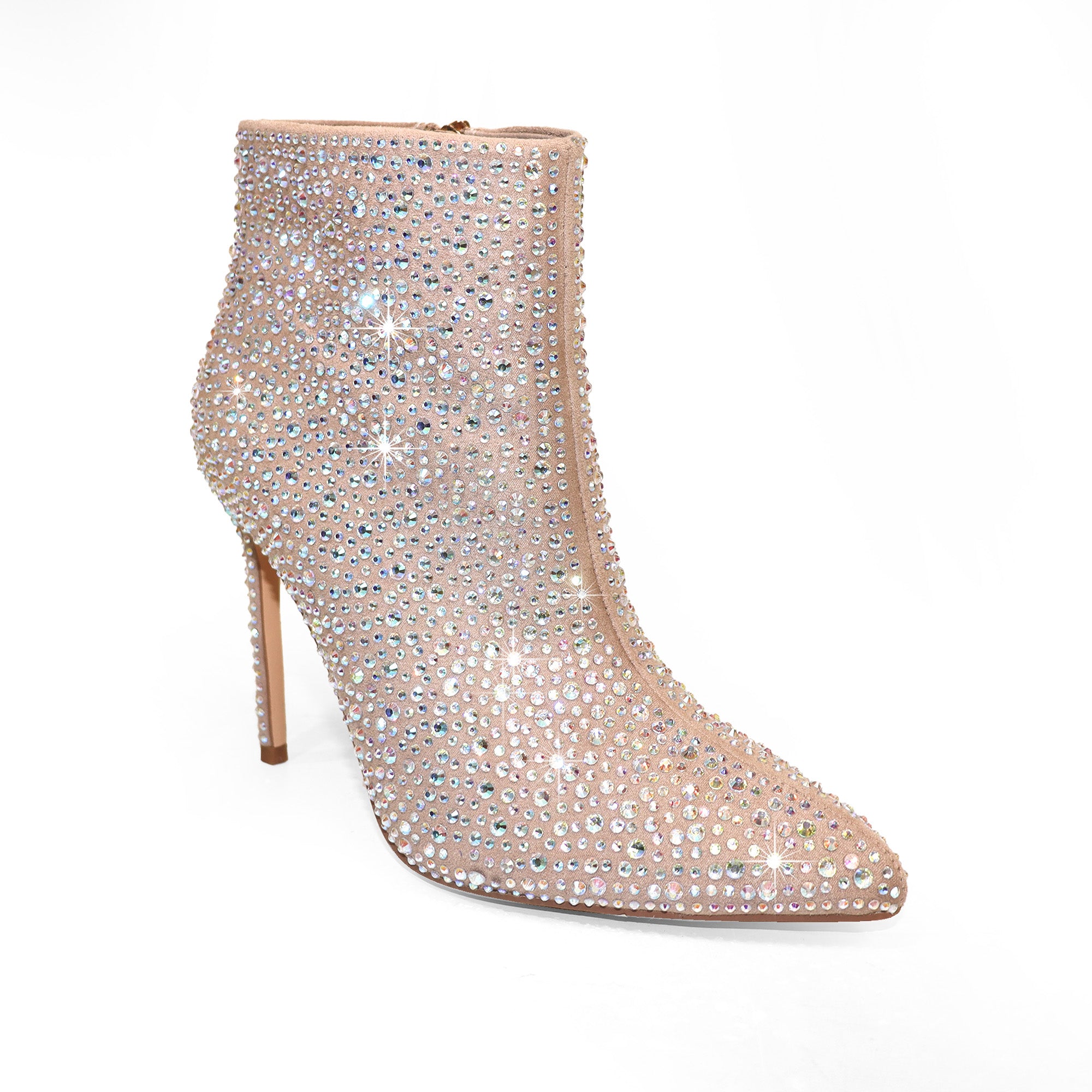 IZARA-1 POINTED TOE TINY RHINESTONE BOOTIE NUDE