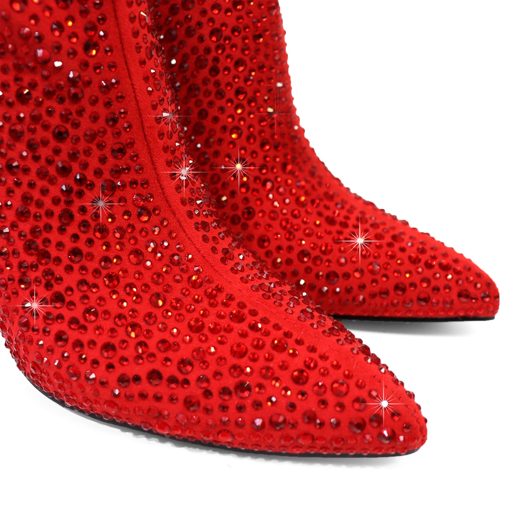 IZARA-1 POINTED TOE TINY RHINESTONE BOOTIE RED
