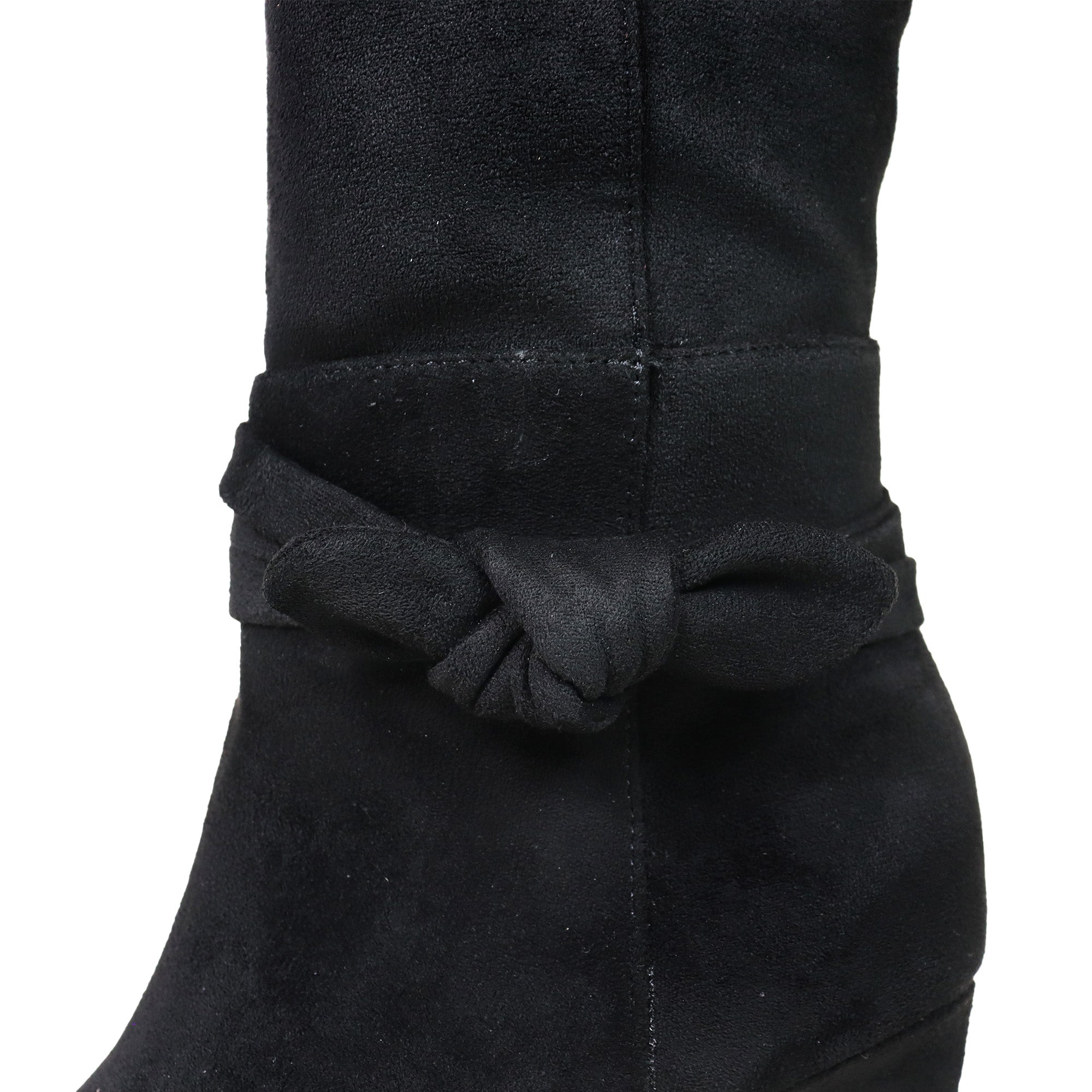 JANETH-1 SUEDE ANCKLE KNOT CHUNKY HEEL BOOTS BLACK