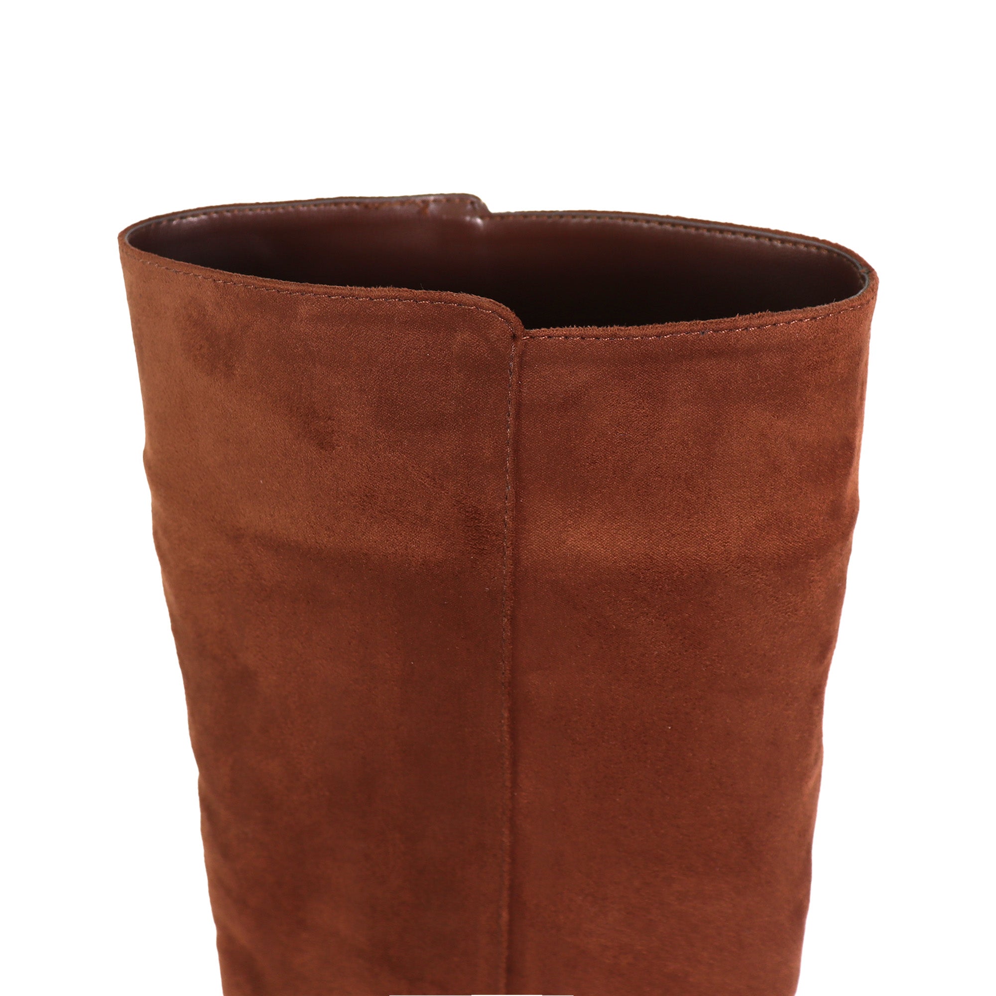 JANETH-1 SUEDE ANCKLE KNOT CHUNKY HEEL BOOTS COGNAC